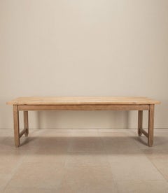 Französischer Bauernhoftisch aus geschrubbter Ulme des frühen 20.