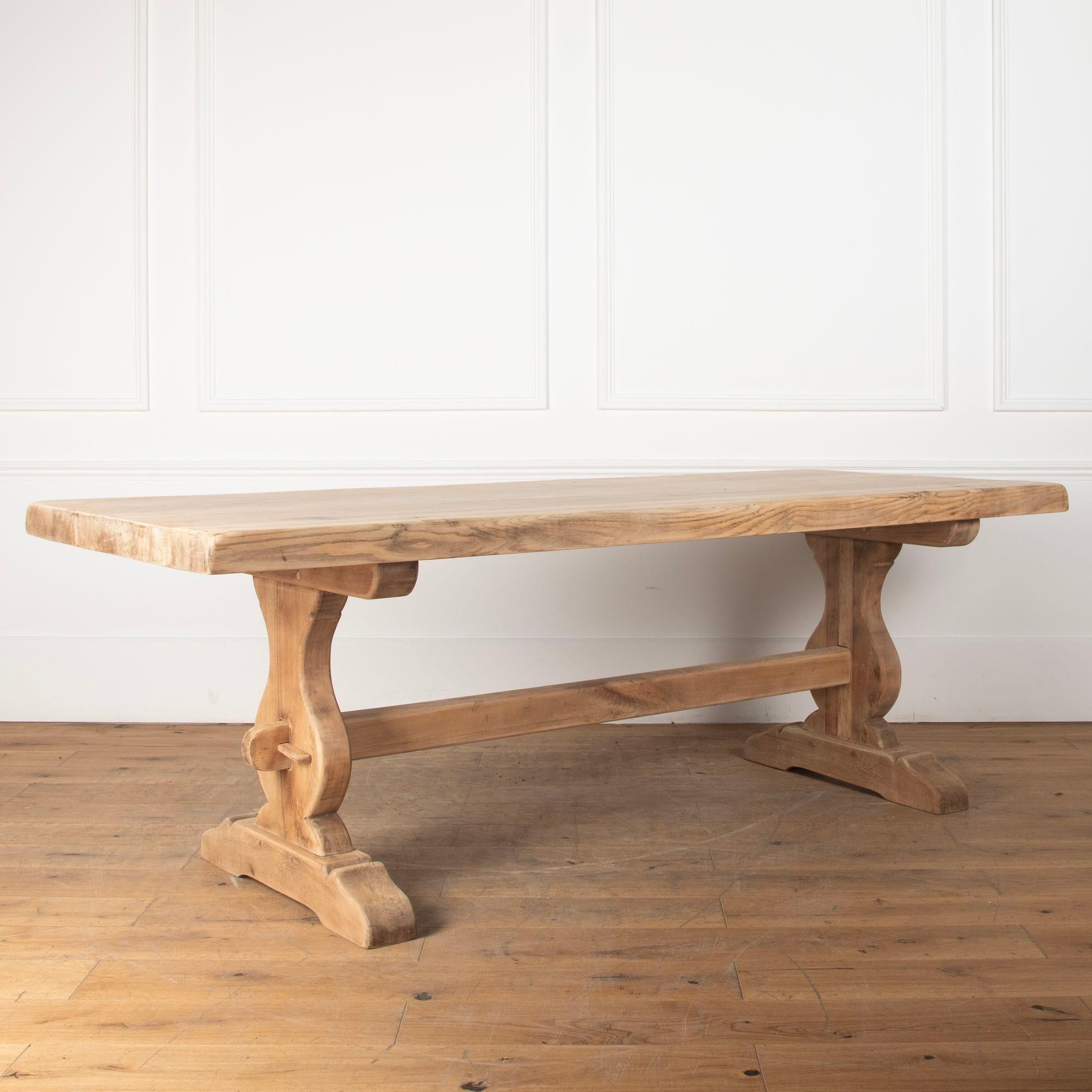 Mid-20th Century Early 20th Century French Scrubbed Oak Refectory Table