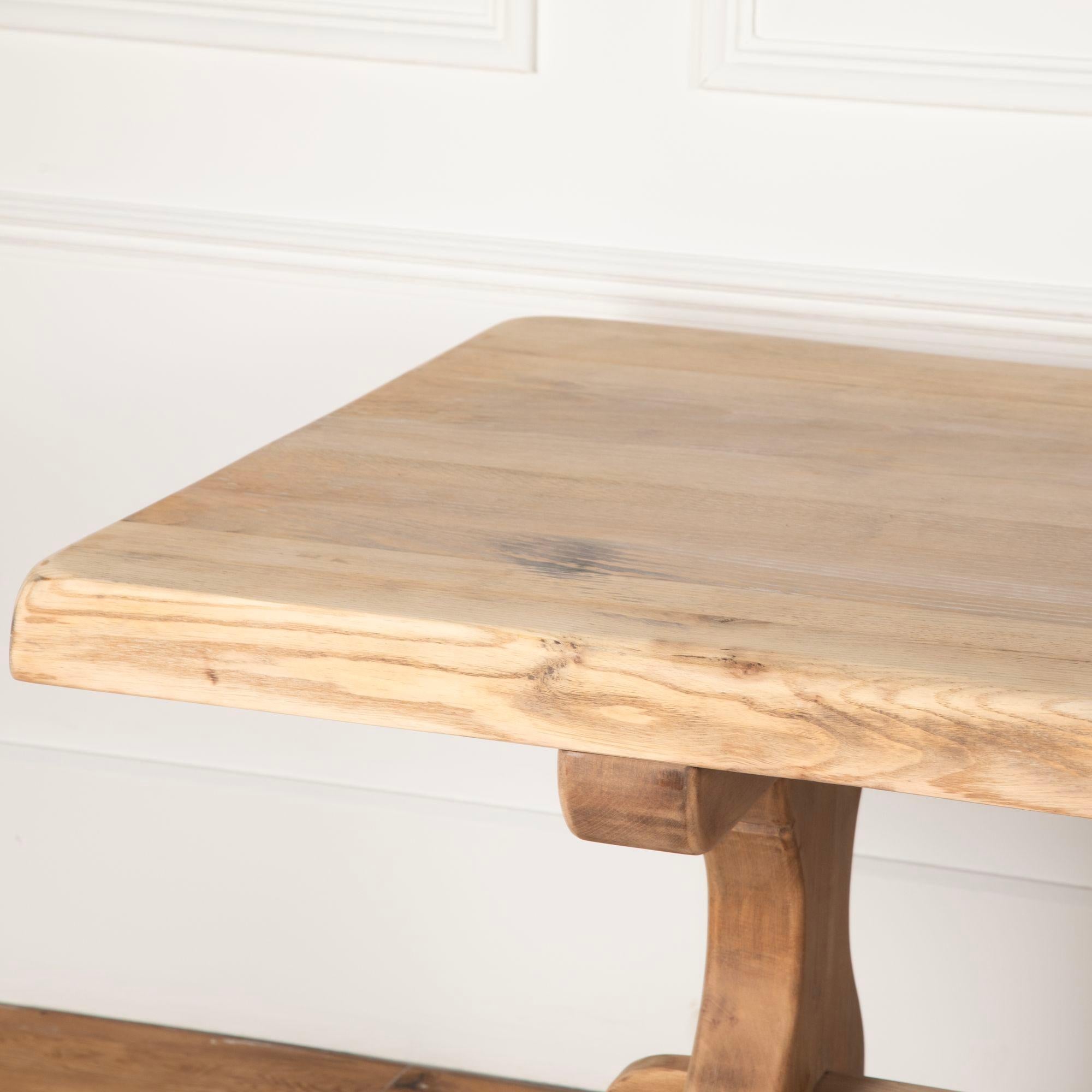 Early 20th Century French Scrubbed Oak Refectory Table 1