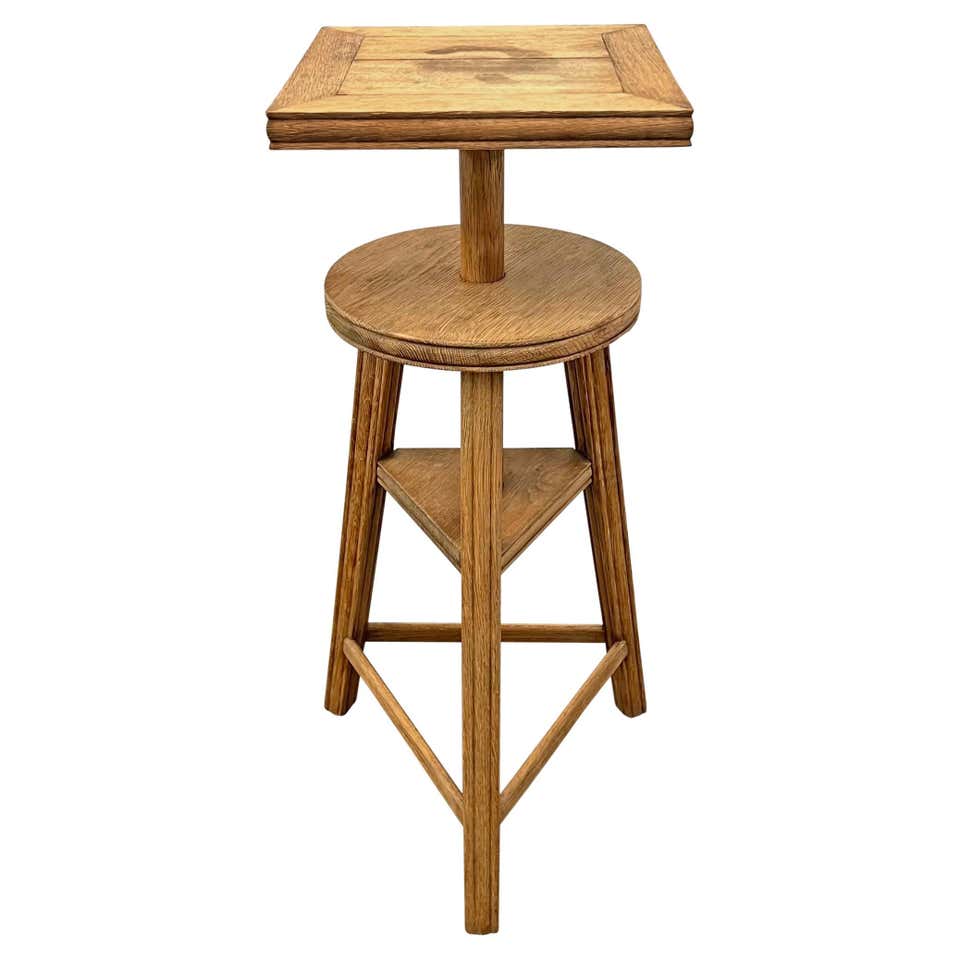 Adjustable Oak Sculptor Stand with Rotating Table, Two Accessories ...