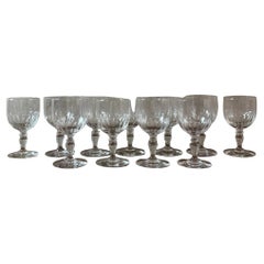 Juego francés de 11 copas de cristal para vino de principios del siglo XX, 1900