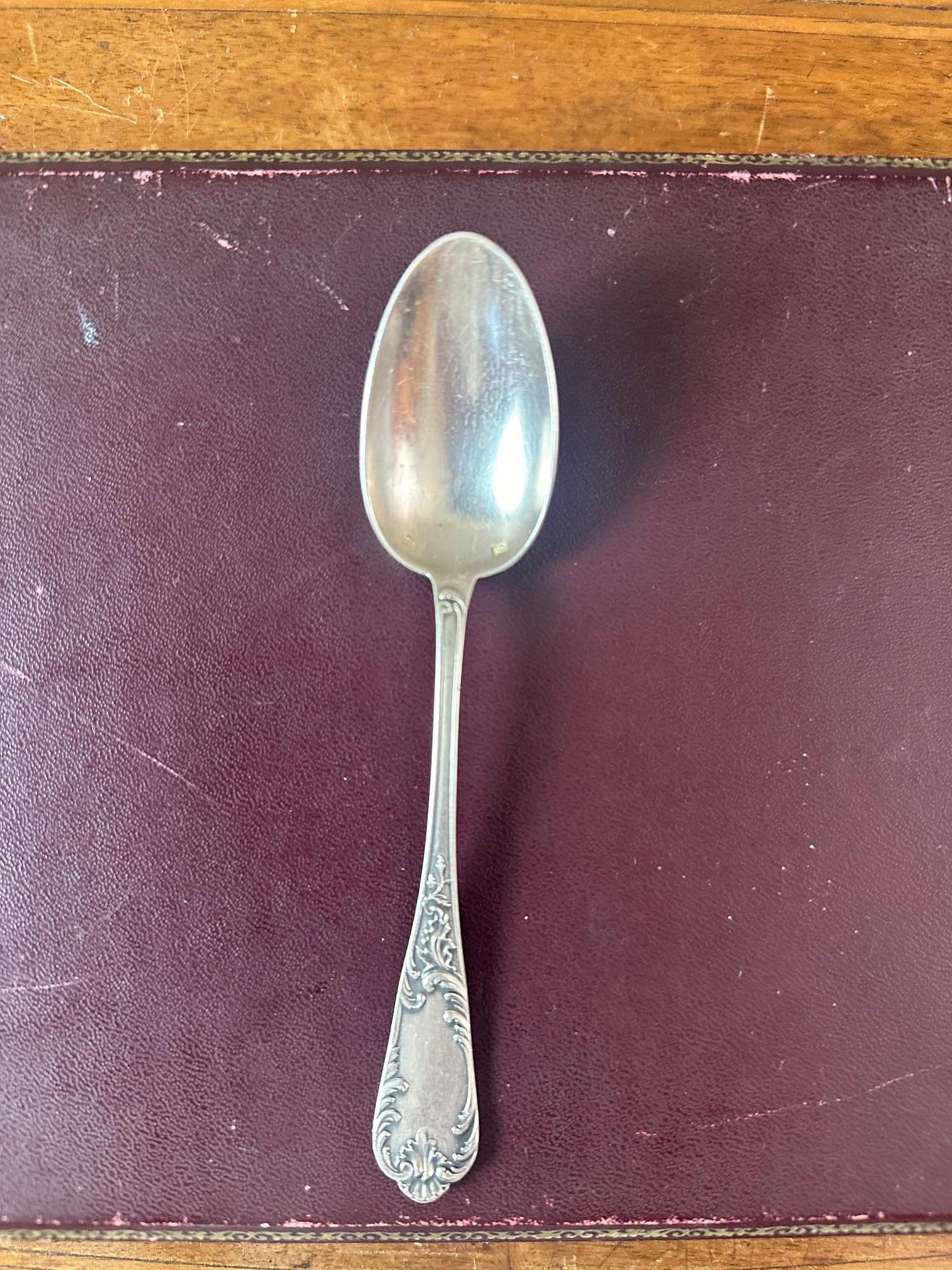 Placcato argento Set di 12 cucchiai d'argento placcati dell'inizio del XX secolo in Francia, 1900 in vendita