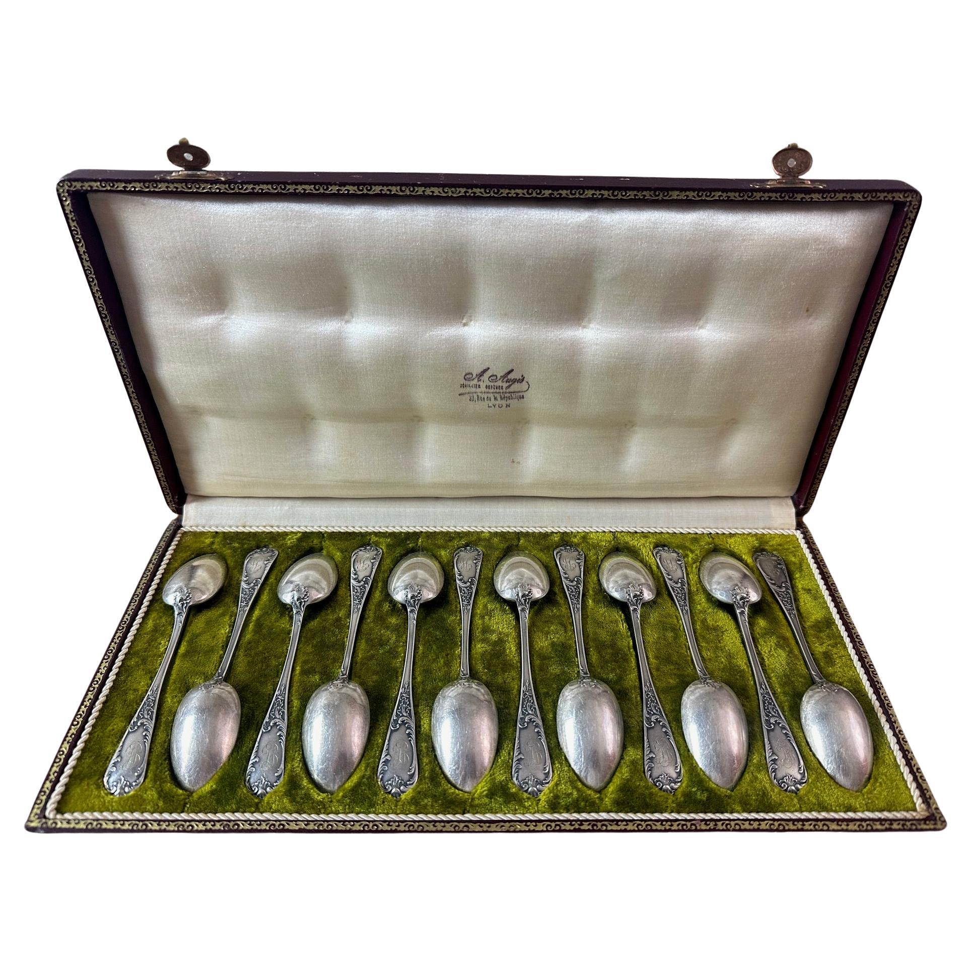 Early 20th century French set of 12 Silver Plated Spoon, 1900s