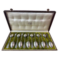 Early 20th century French set of 12 Silver Plated Spoon, 1900s