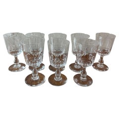Juego francés de 8 copas de cristal para vino de principios del siglo XX, 1900