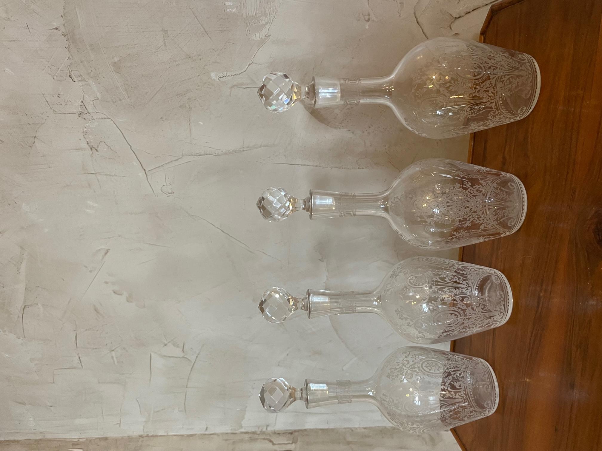 Early 20th century French Set of Four Crystal Carafes, 1900s 7