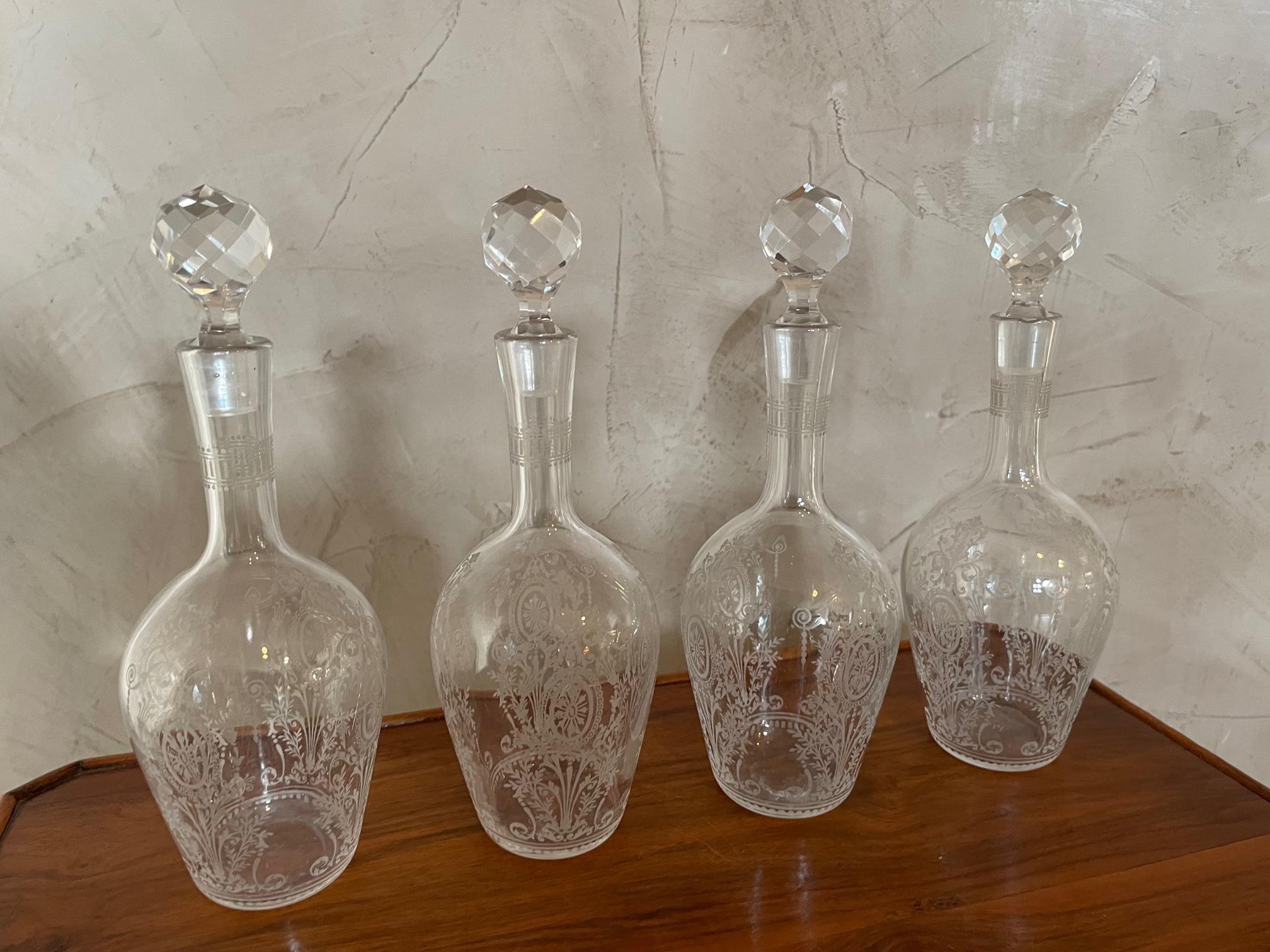 Early 20th Century Early 20th century French Set of Four Crystal Carafes, 1900s