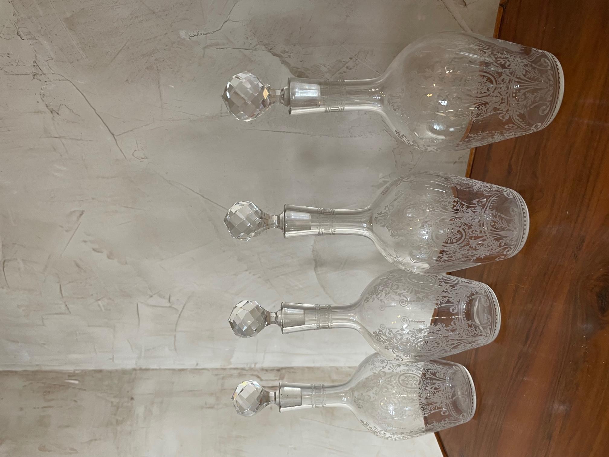 Early 20th century French Set of Four Crystal Carafes, 1900s 1