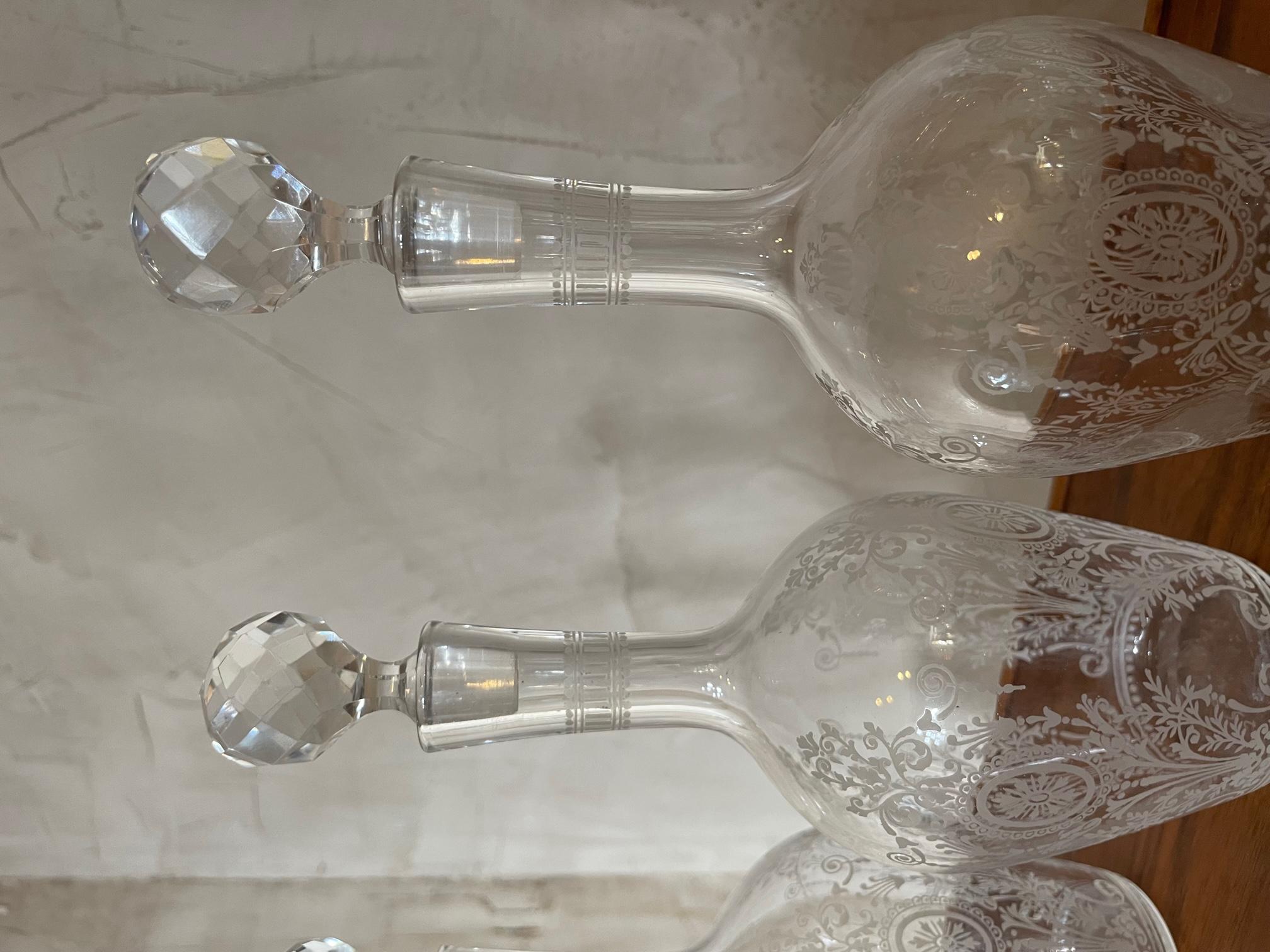 Early 20th century French Set of Four Crystal Carafes, 1900s 4