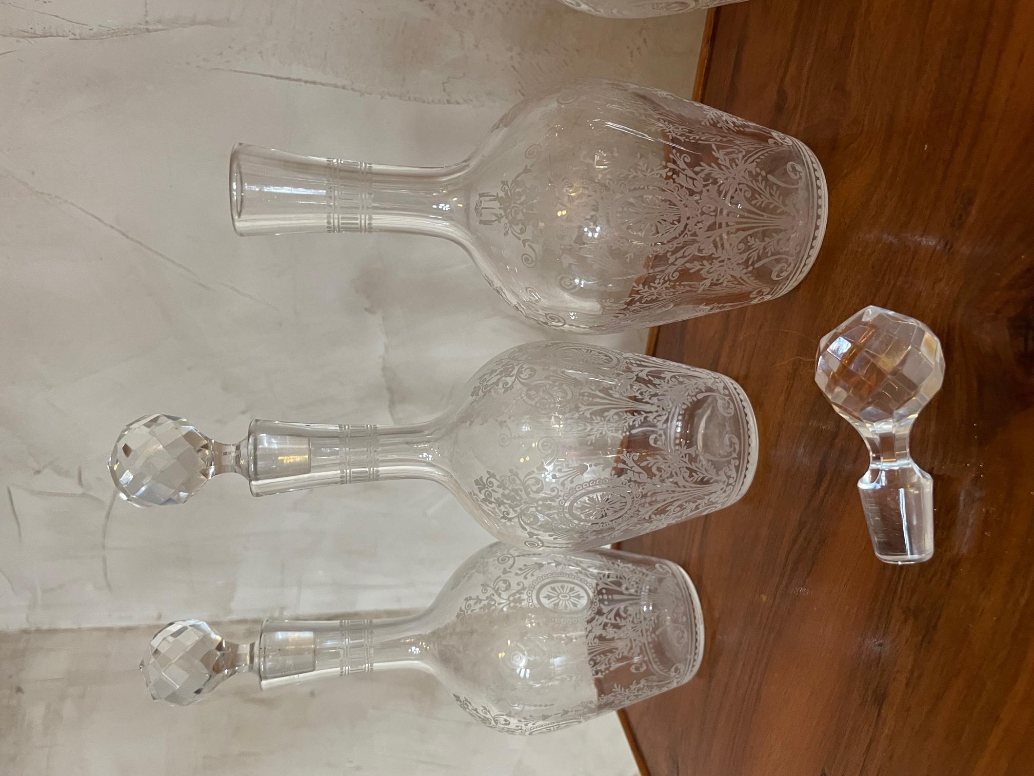 Early 20th century French Set of Four Crystal Carafes, 1900s 5