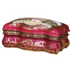 Early 20th Century French Sevres Gilt Ormolu and Porcelain Jewelry Table Box