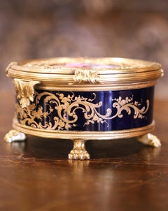 Early 20th Century French Sèvres Painted Porcelain and Bronze Dore Jewelry Box