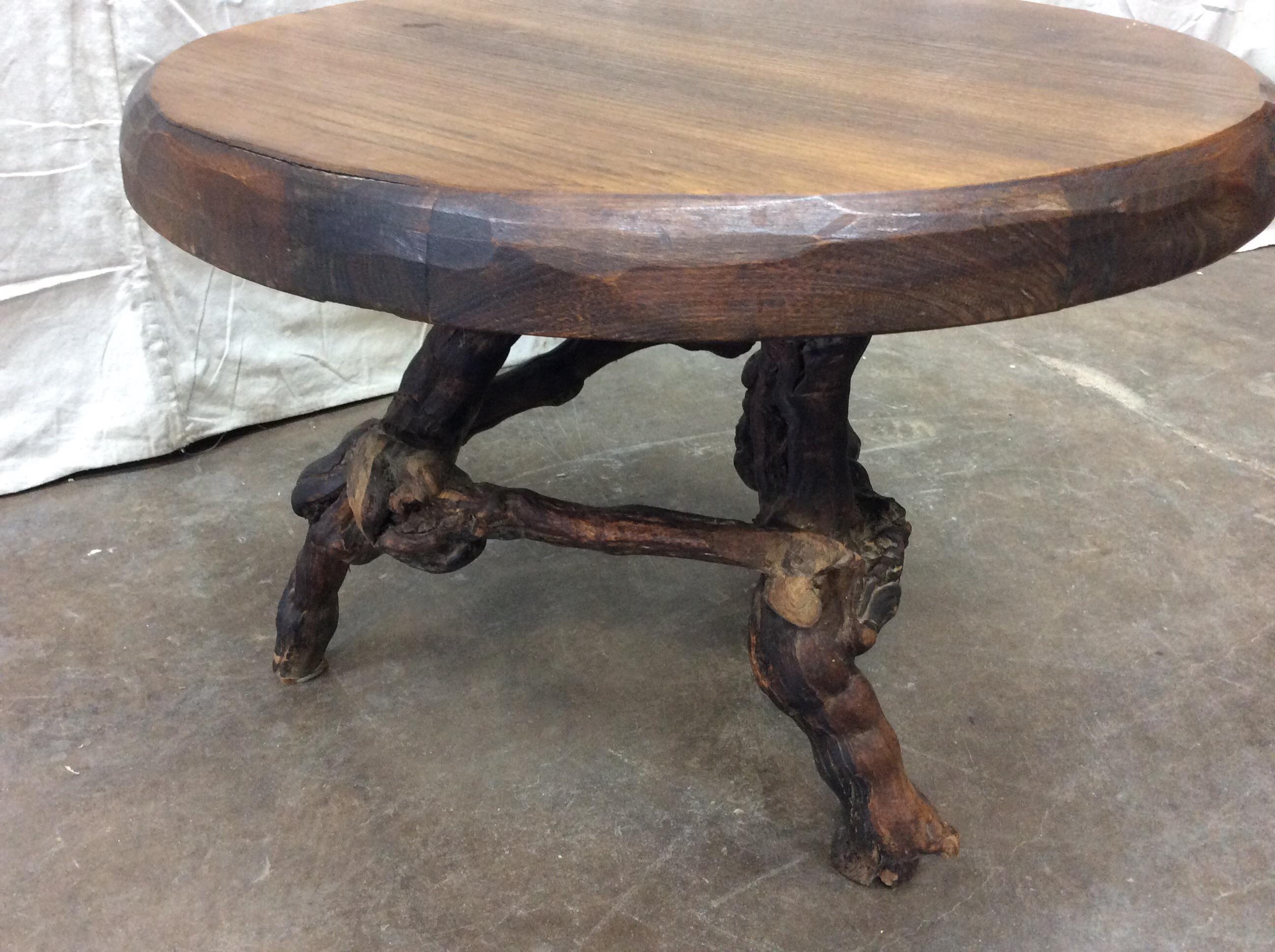 Wood Early 20th Century French Side Table with Grapevine Base For Sale