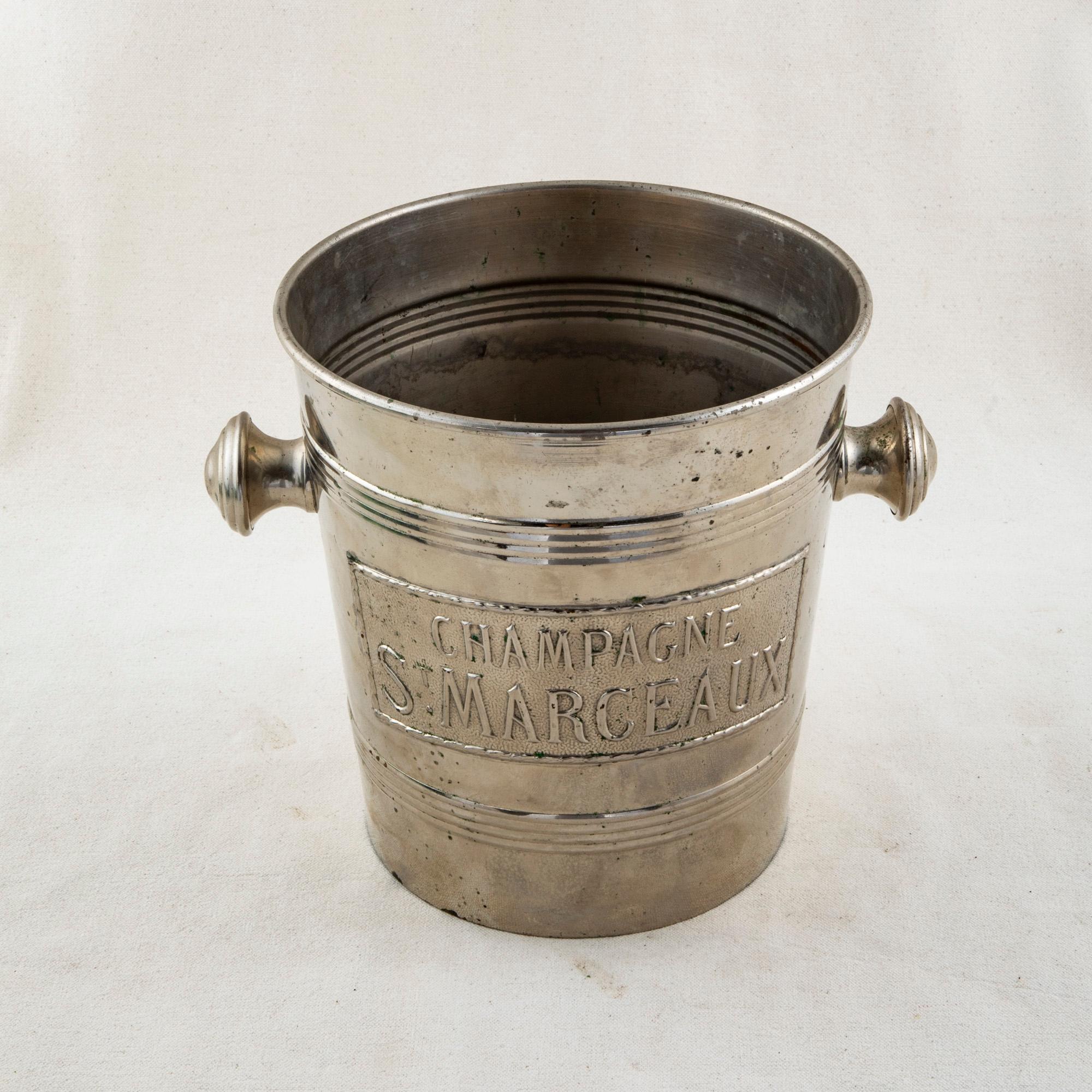 Early 20th Century French Silver Plate Champagne Bucket, Marked St. Marceaux In Good Condition In Fayetteville, AR