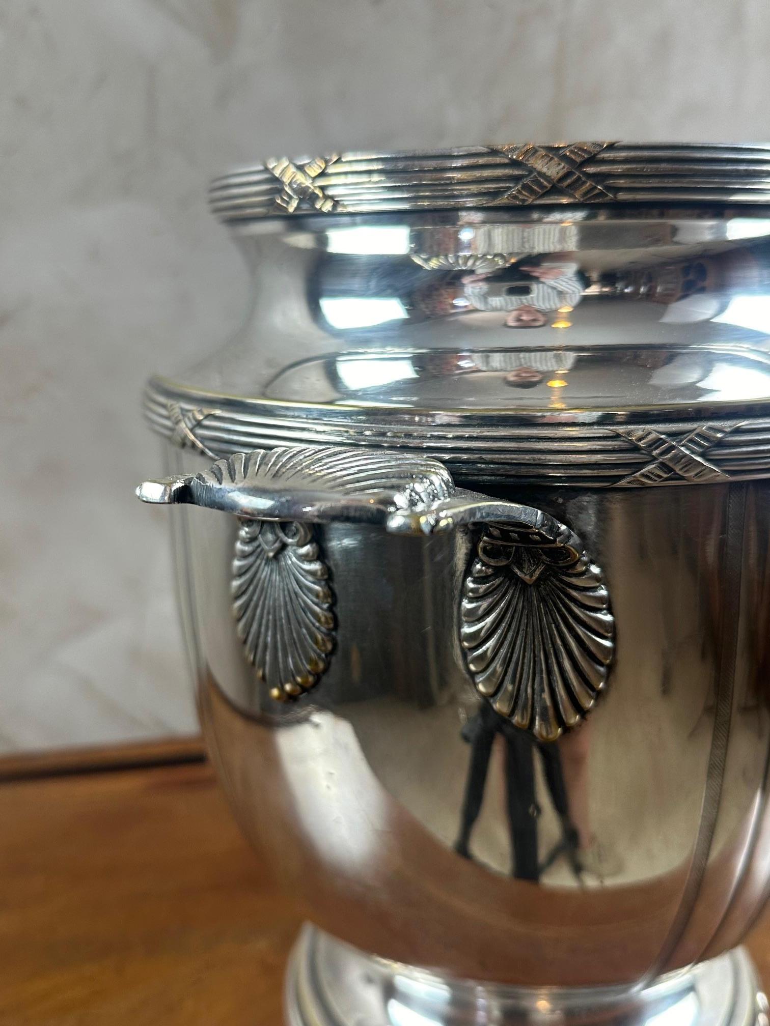 Raffreddatore per champagne in argento francese dei primi del '900 in vendita 3