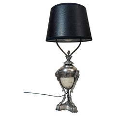Anfang des 20. Jahrhunderts Französisch Silber Platte Tischlampe, 1900s