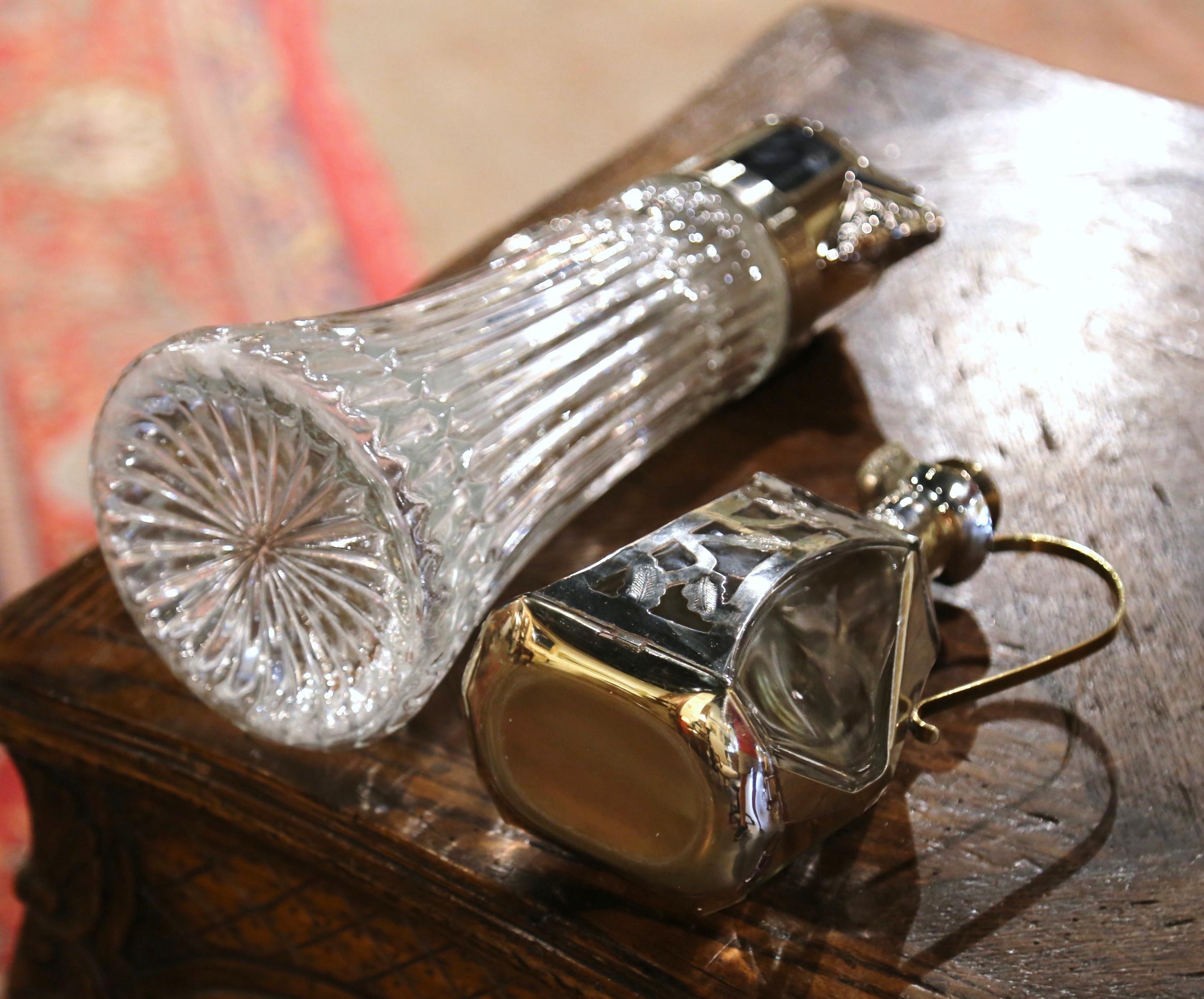 Early 20th Century French Silver Plated Crystal Claret Pitcher and Decanter Set For Sale 6