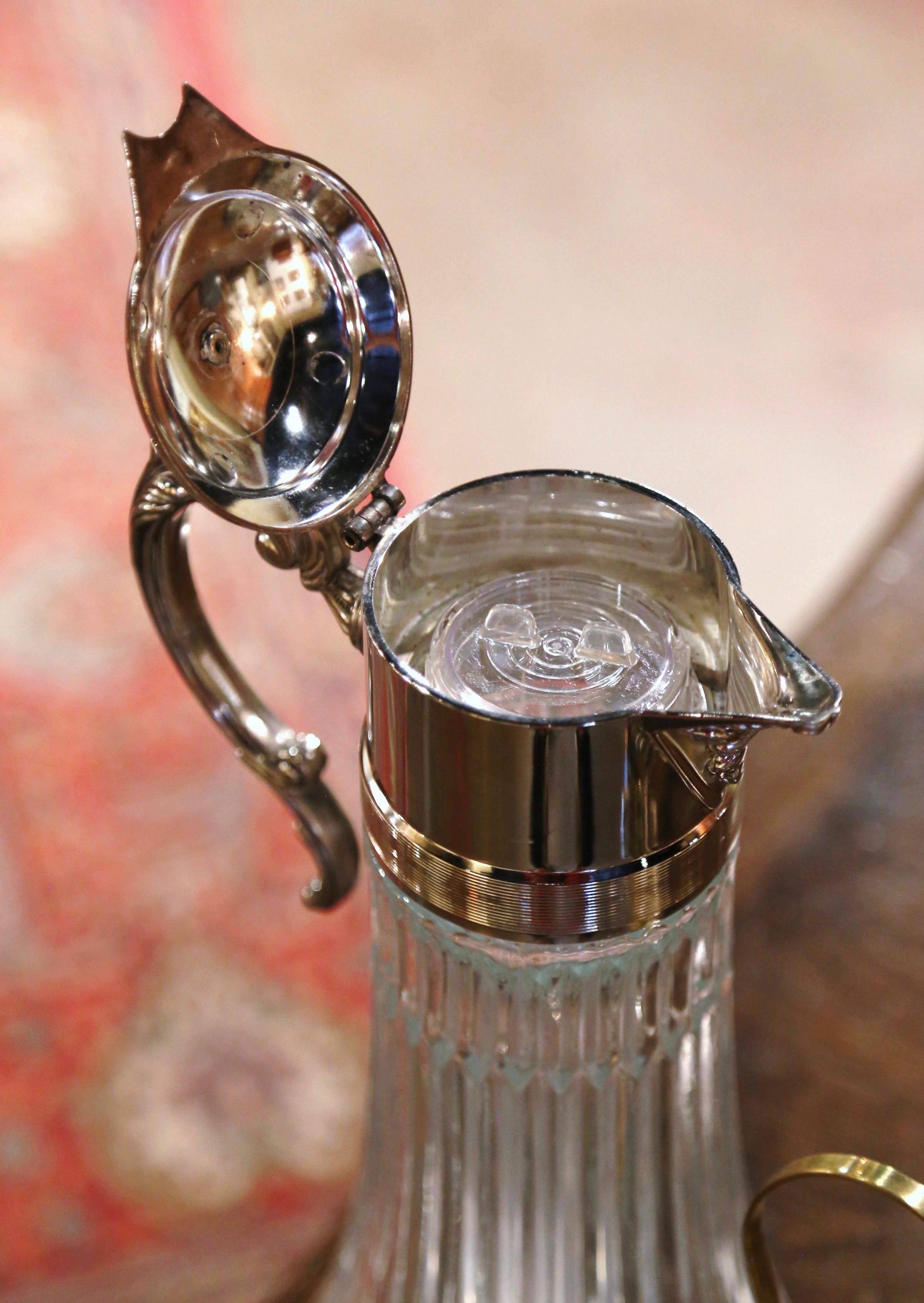 Early 20th Century French Silver Plated Crystal Claret Pitcher and Decanter Set For Sale 5