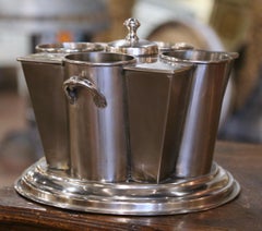 Rafraîchisseur à vin à quatre bouteilles en métal argenté du début du 20e siècle Rafraichissoir