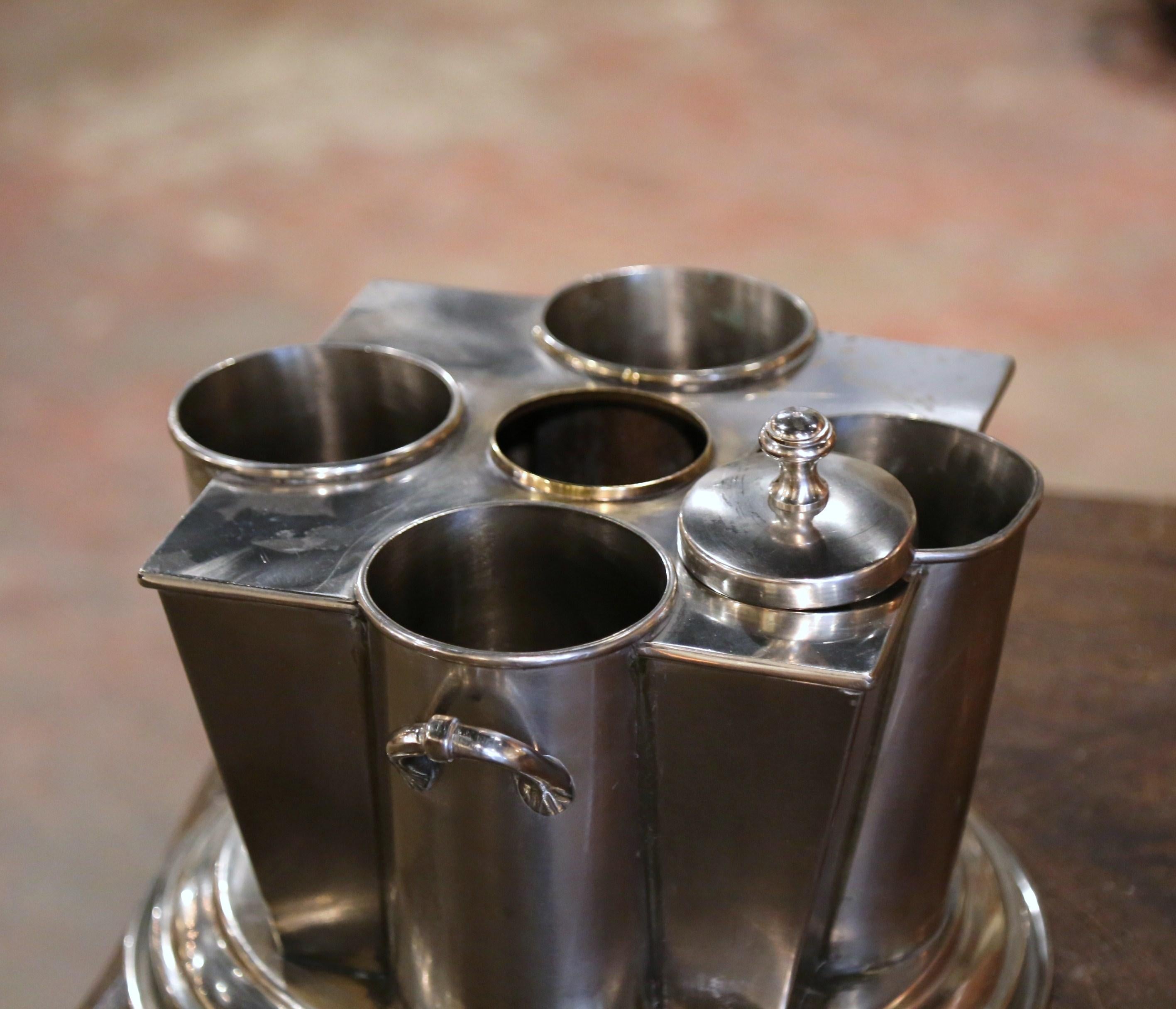Hand-Crafted Early 20th Century French Silver Plated Four-Bottle Wine Cooler Rafraichissoir