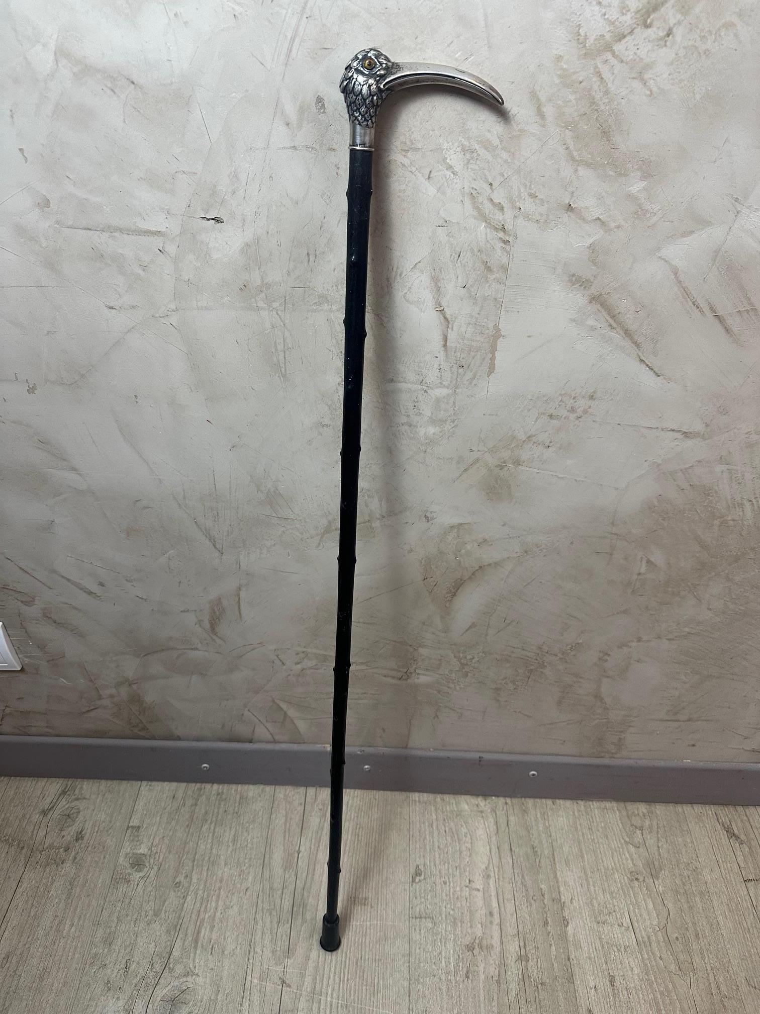 Canne en bronze argenté et ébène, début du 20e siècle, 1900 en vente