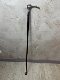 Canne en bronze argenté et ébène, début du 20e siècle, 1900