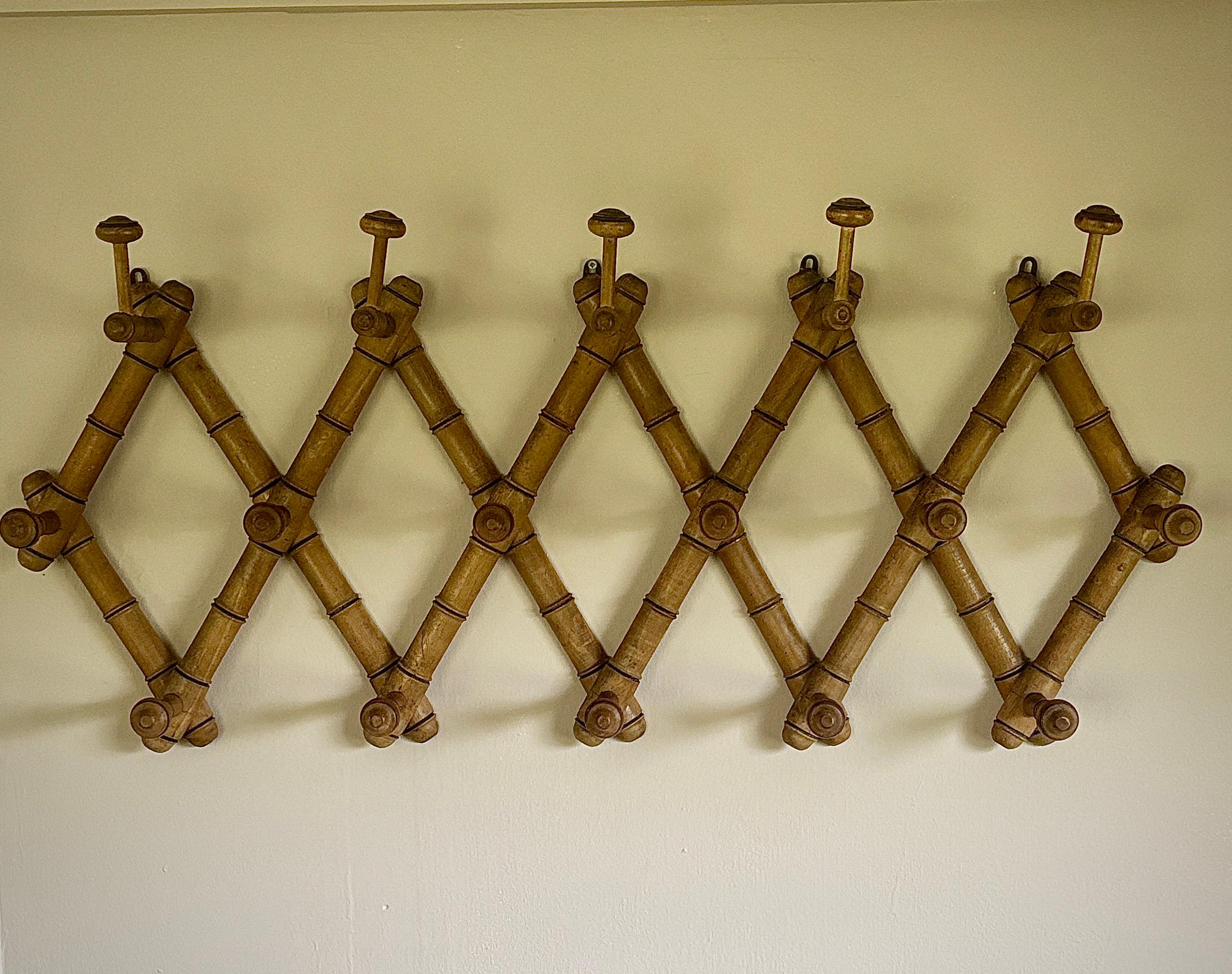 Early 20th Century French Simulated Bamboo Coat & Hat Hooks In Good Condition For Sale In Pease pottage, West Sussex