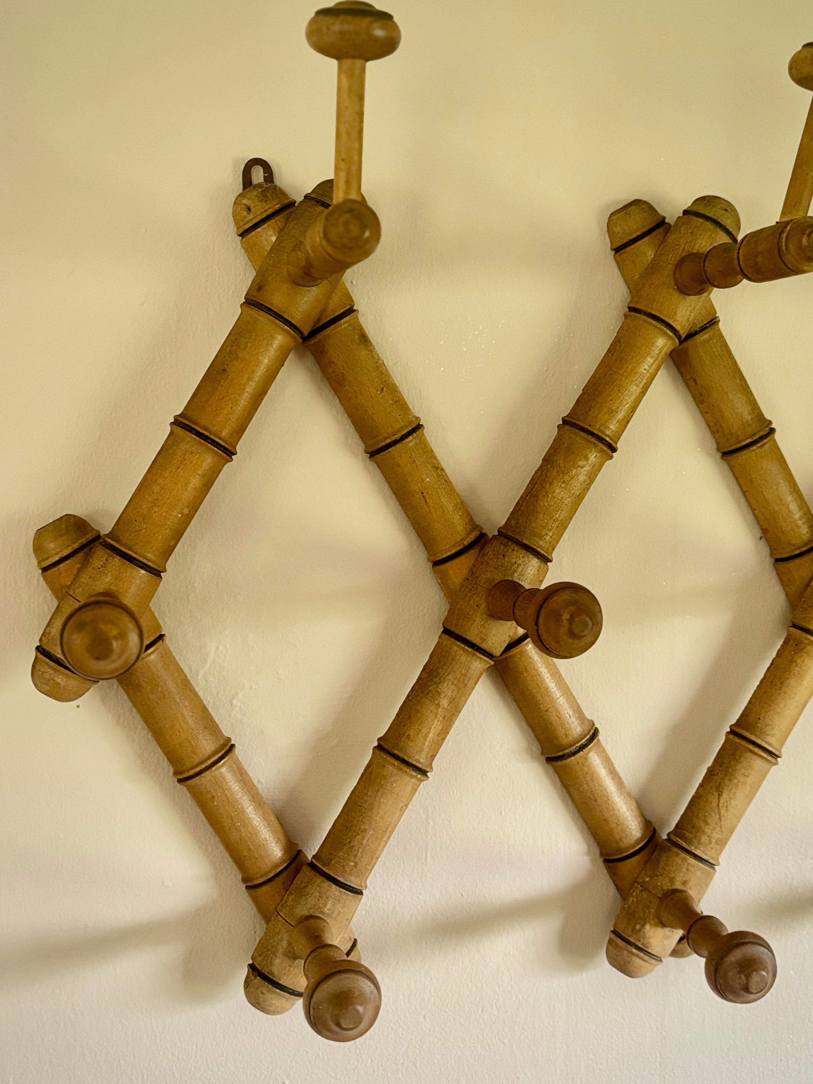 Early 20th Century French Simulated Bamboo Coat & Hat Hooks For Sale 1