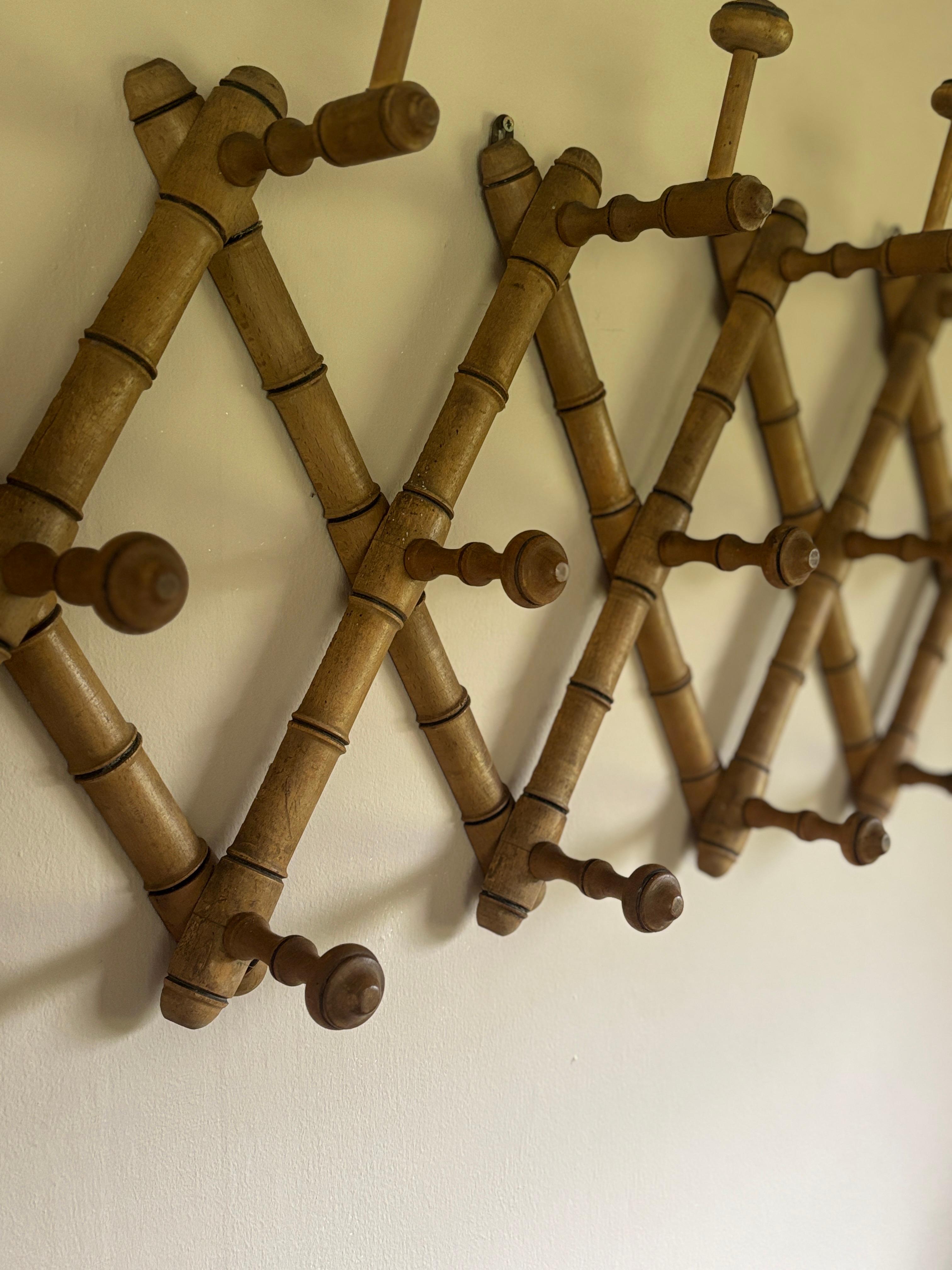 Early 20th Century French Simulated Bamboo Coat & Hat Hooks For Sale 2
