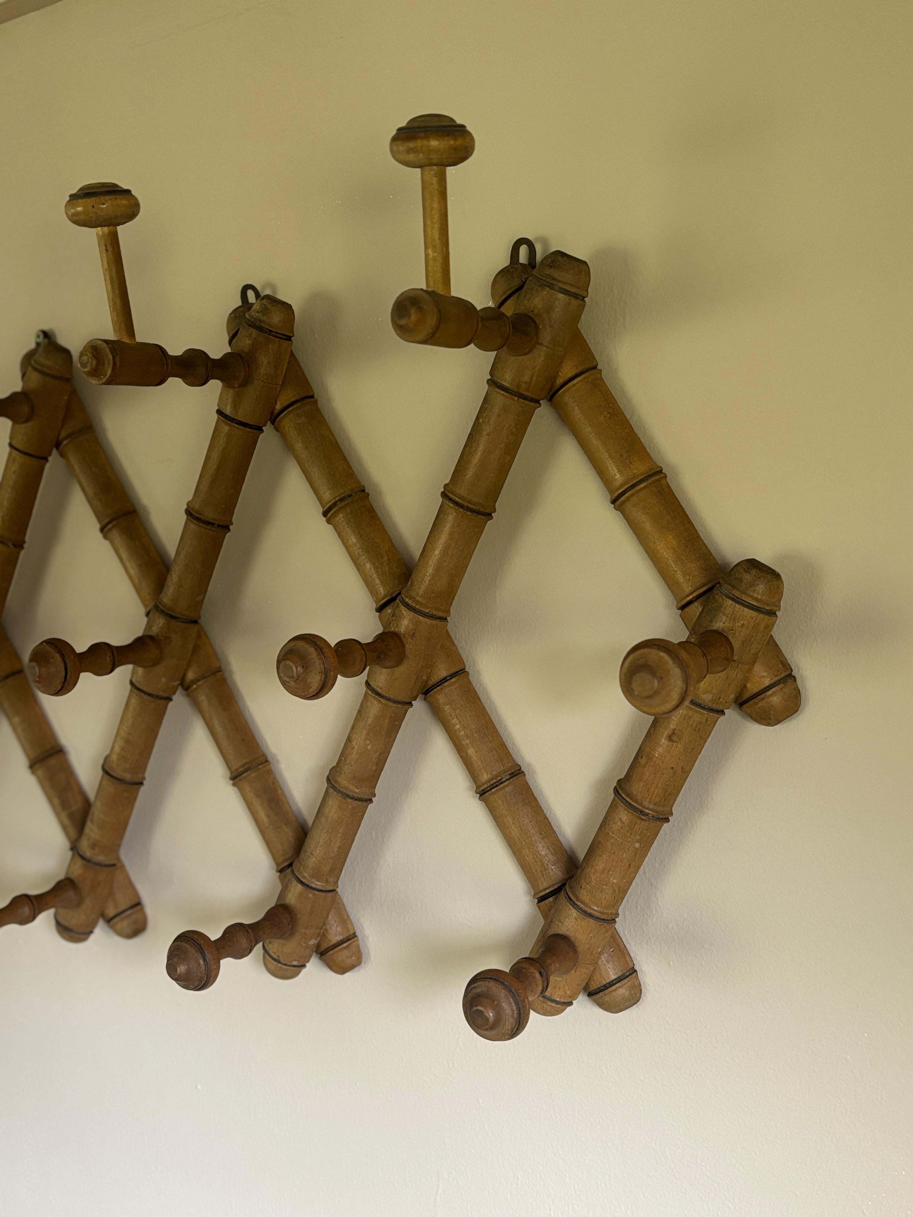 Early 20th Century French Simulated Bamboo Coat & Hat Hooks For Sale 3