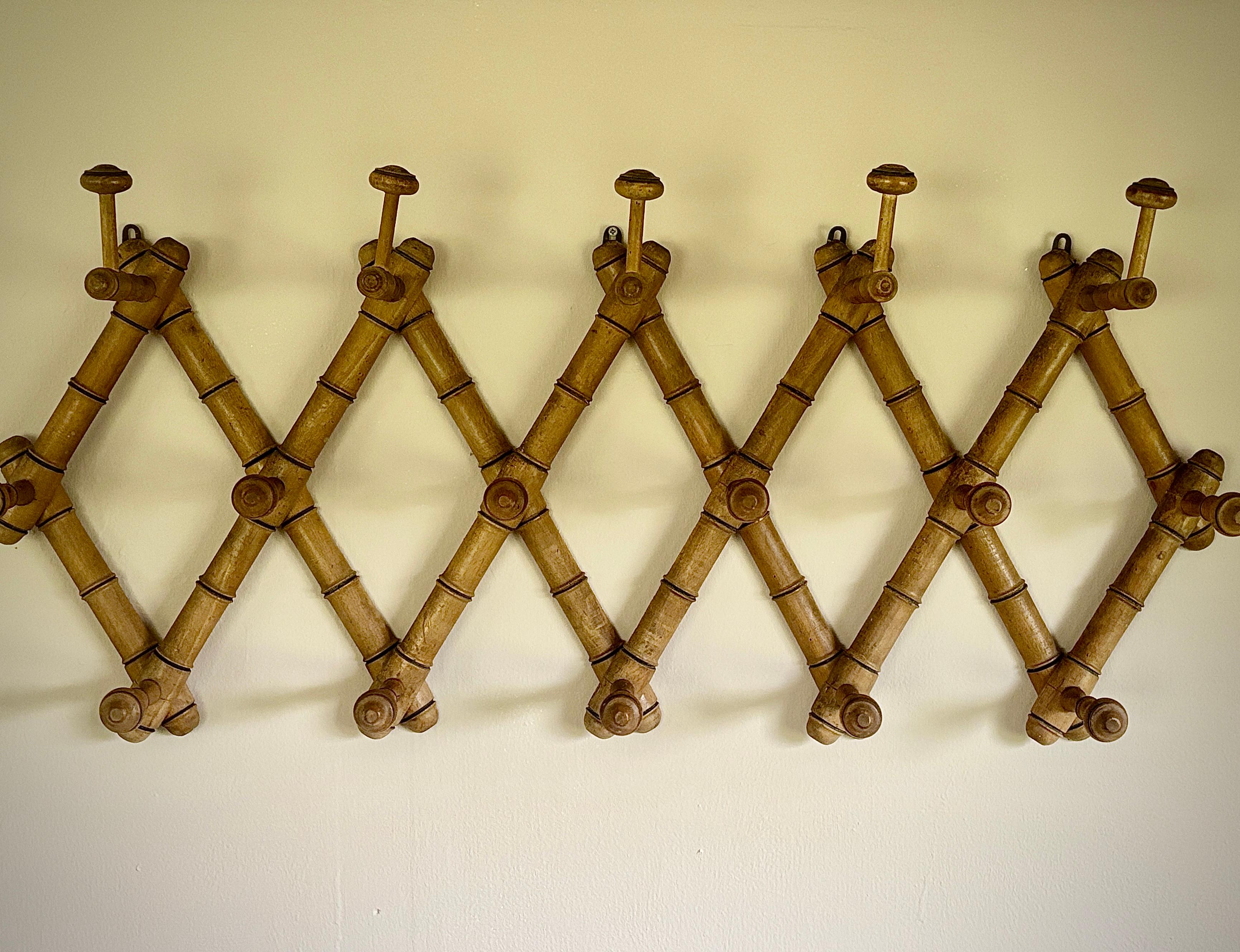 Early 20th Century French Simulated Bamboo Coat & Hat Hooks For Sale 4
