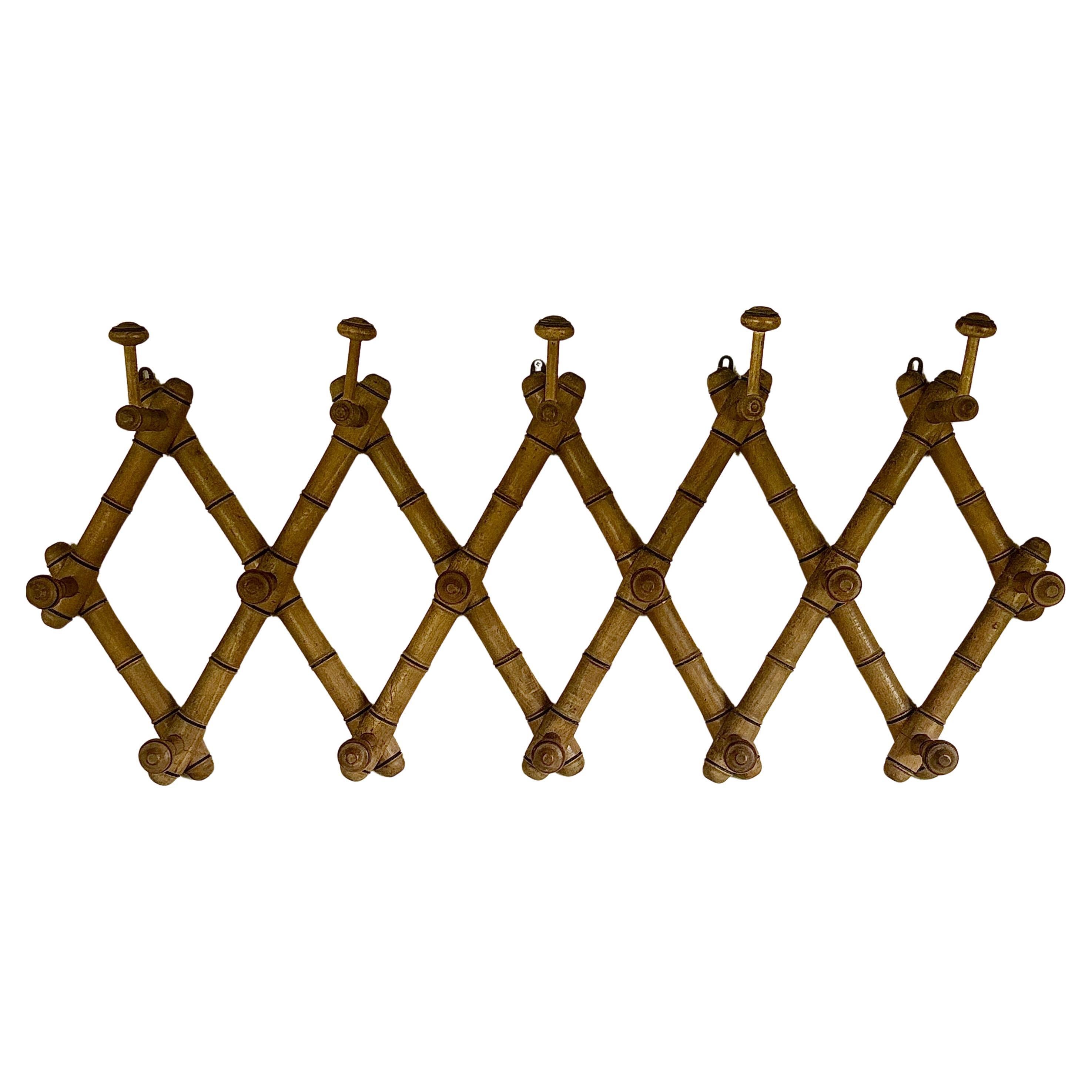 Early 20th Century French Simulated Bamboo Coat & Hat Hooks For Sale