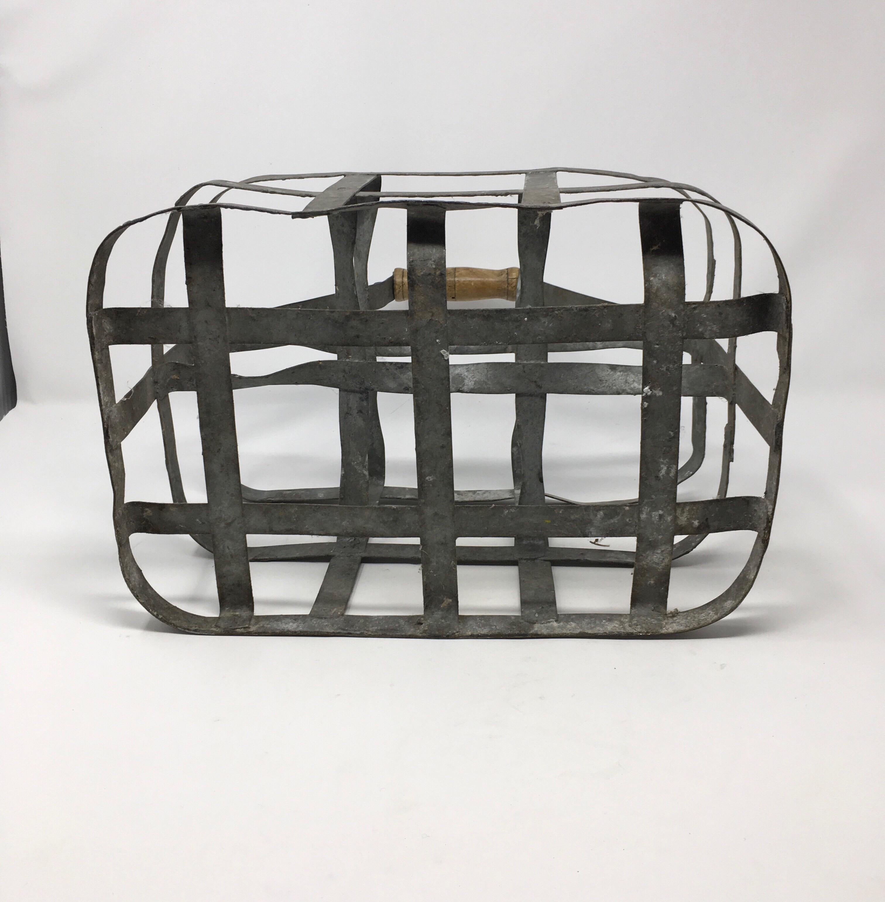 Early 20th Century French Six Bottle Wine Carrier Basket from France 5