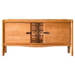 Early 20th Century French Solid Oak and Iron Sideboard