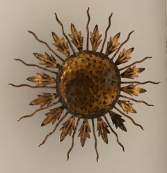 Early 20th Century French Starburst Flush Mount