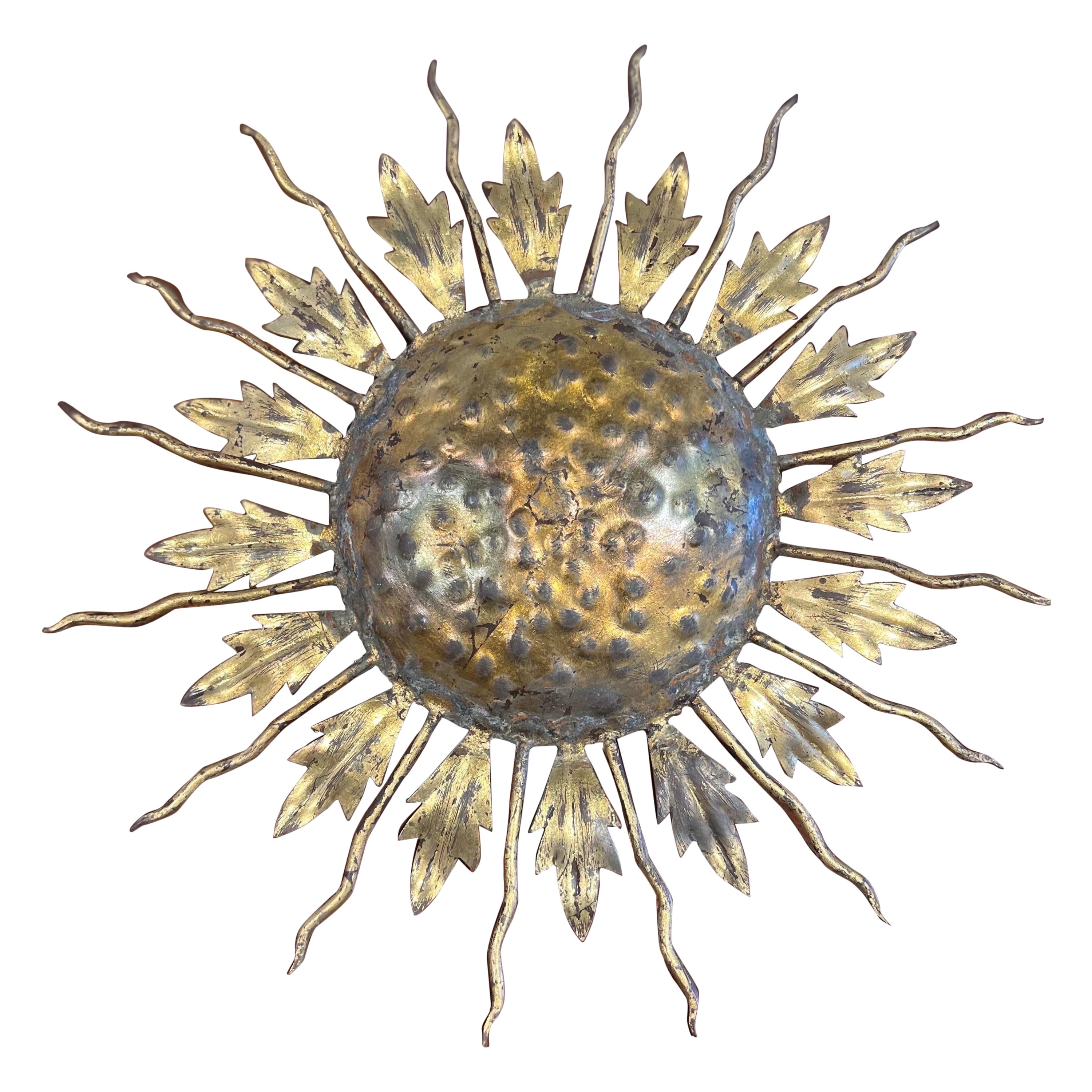 Early 20th Century French Starburst Flush Mount For Sale