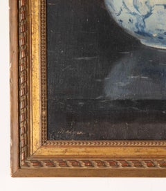 Early 20th Century French Still Life Painting of a Blue and White Tureen and Lem