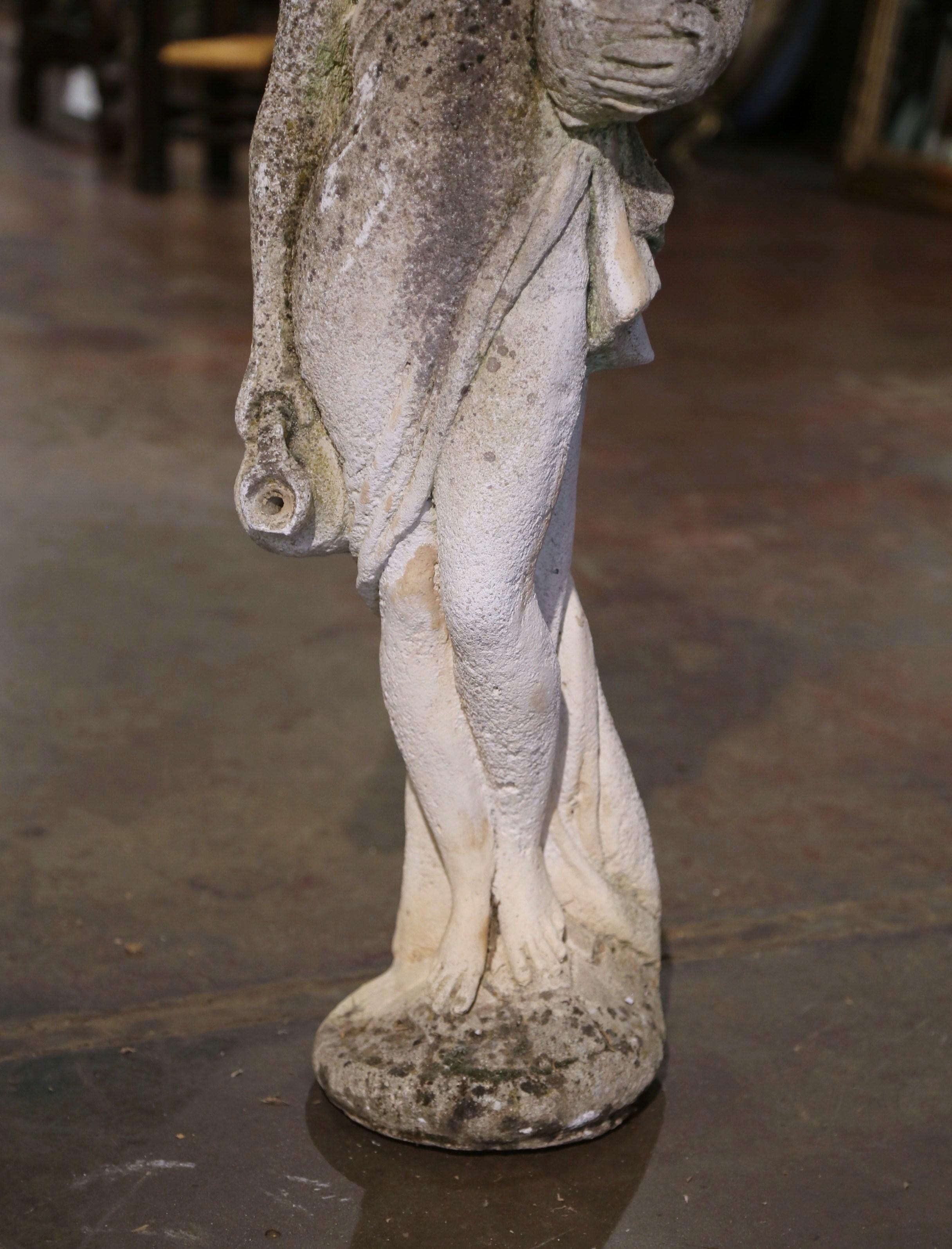 Hand-Carved Early 20th Century French Stone Garden Statue of Woman Figure For Sale