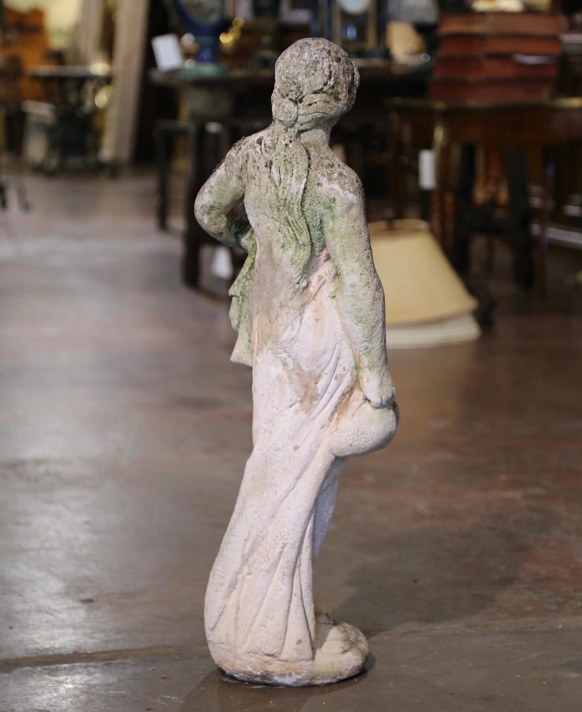 Cast Stone Early 20th Century French Stone Garden Statue of Woman Figure For Sale