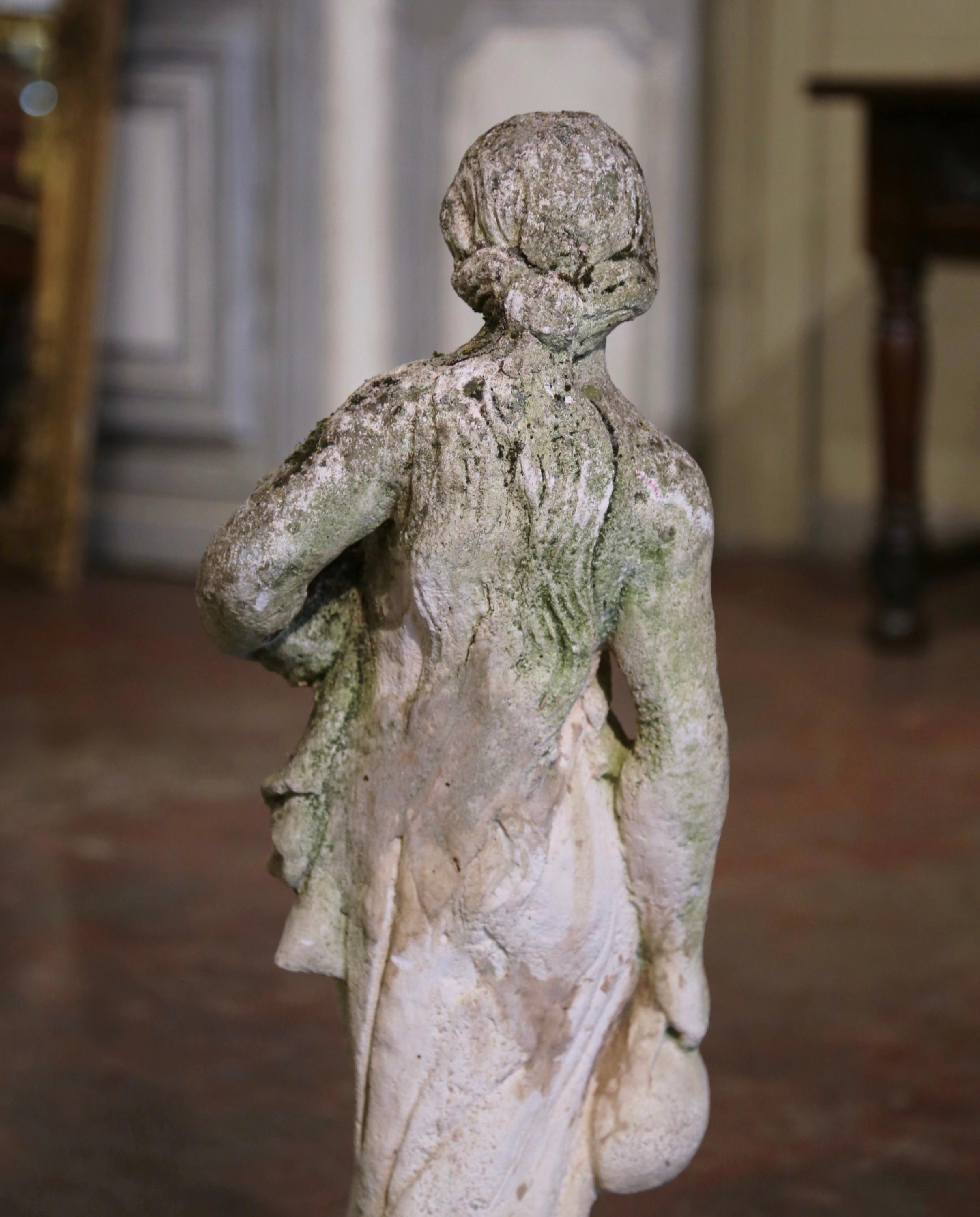 Early 20th Century French Stone Garden Statue of Woman Figure For Sale 1