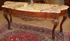 Early 20th Century French Style Burl Wood Marble Top Walnut Buffet Sideboard
