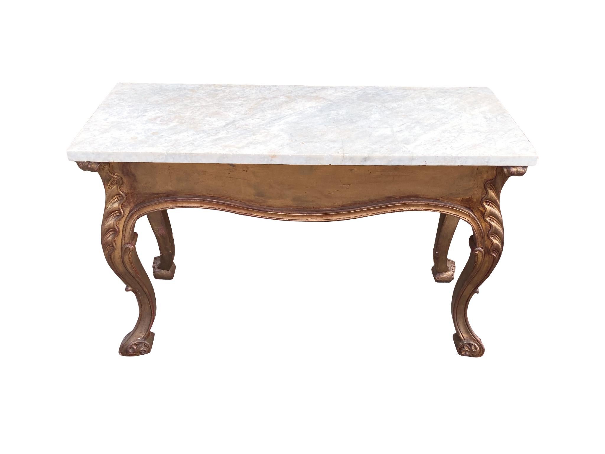 Hand-Carved Early 20th Century French Style Console Table For Sale