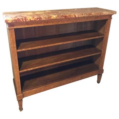 Early 20th Century French Sycamore Veneer and Marble Top Bibliotheque, 1920s