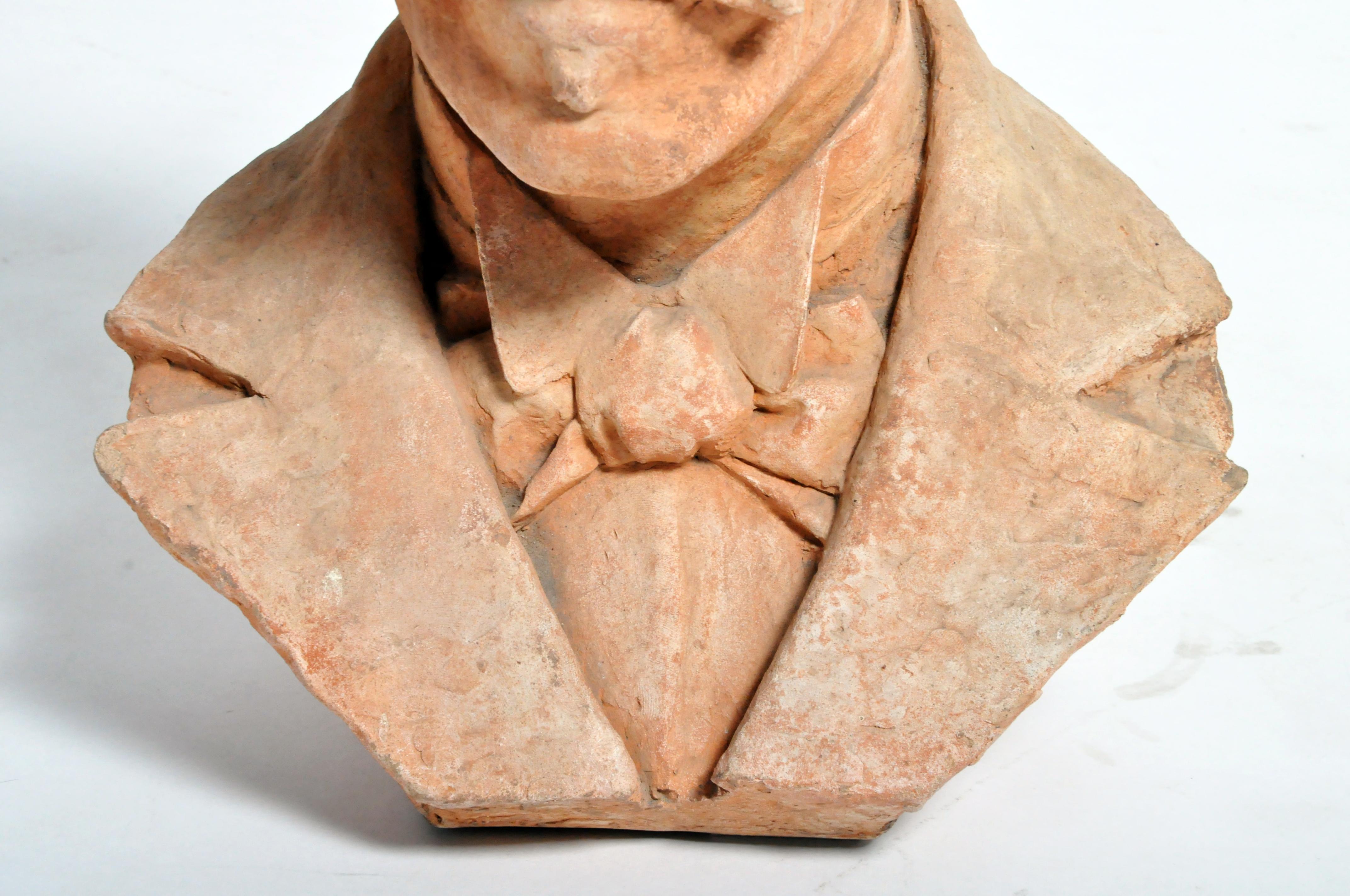 Early 20th Century French Terracotta Bust of a Gentleman 8