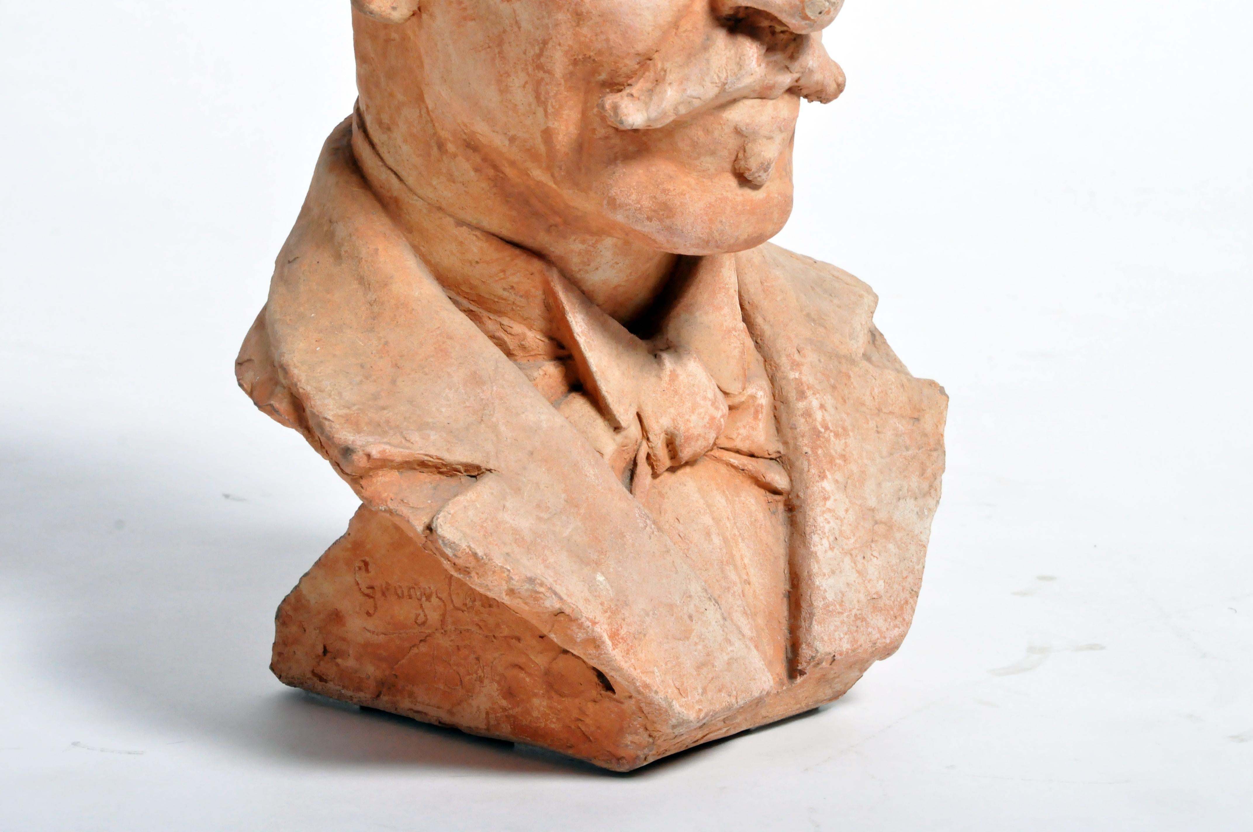 Early 20th Century French Terracotta Bust of a Gentleman 16