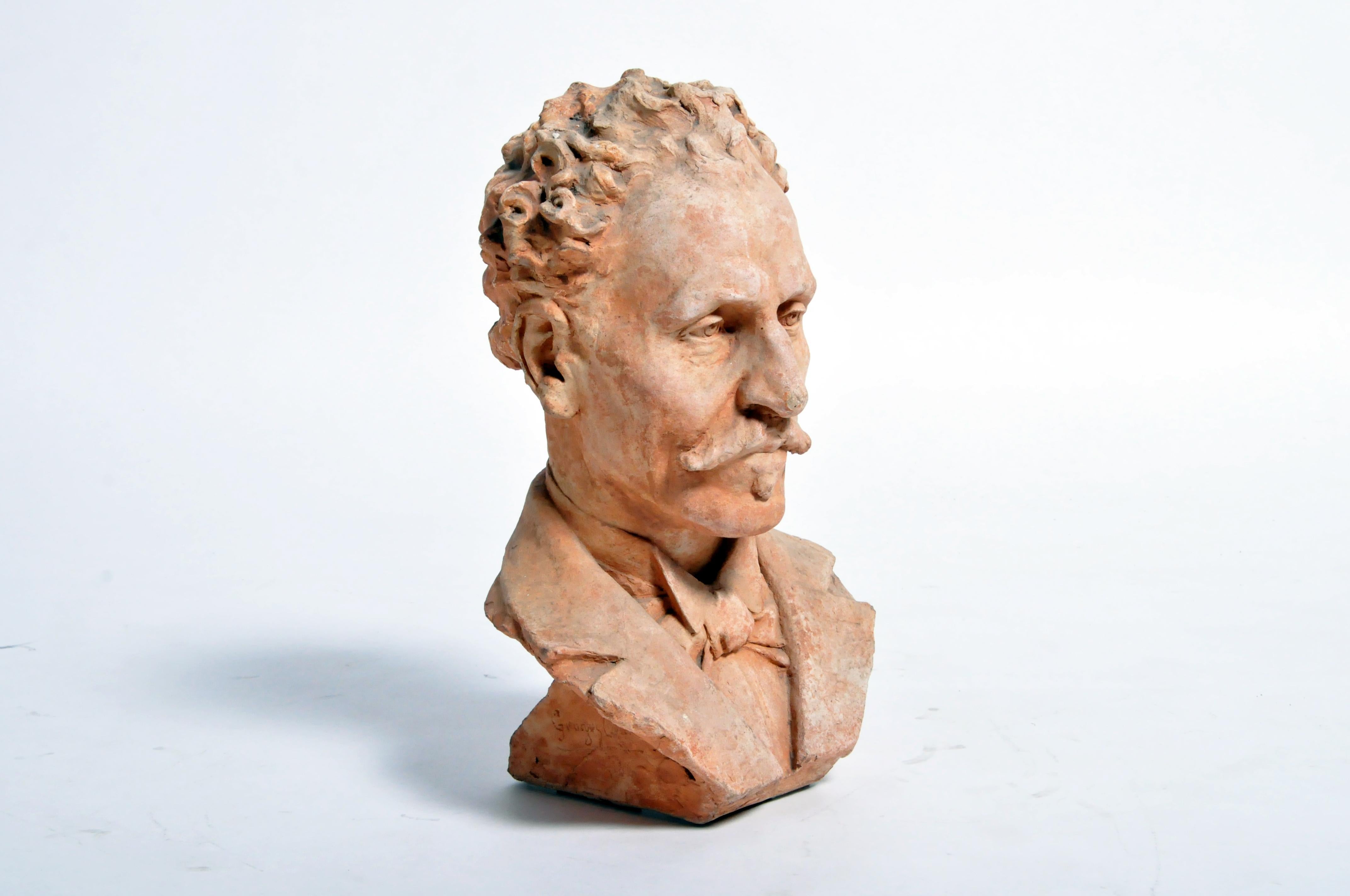 This handsome bust of a gentleman is from France and was made from terracotta, circa 1900.