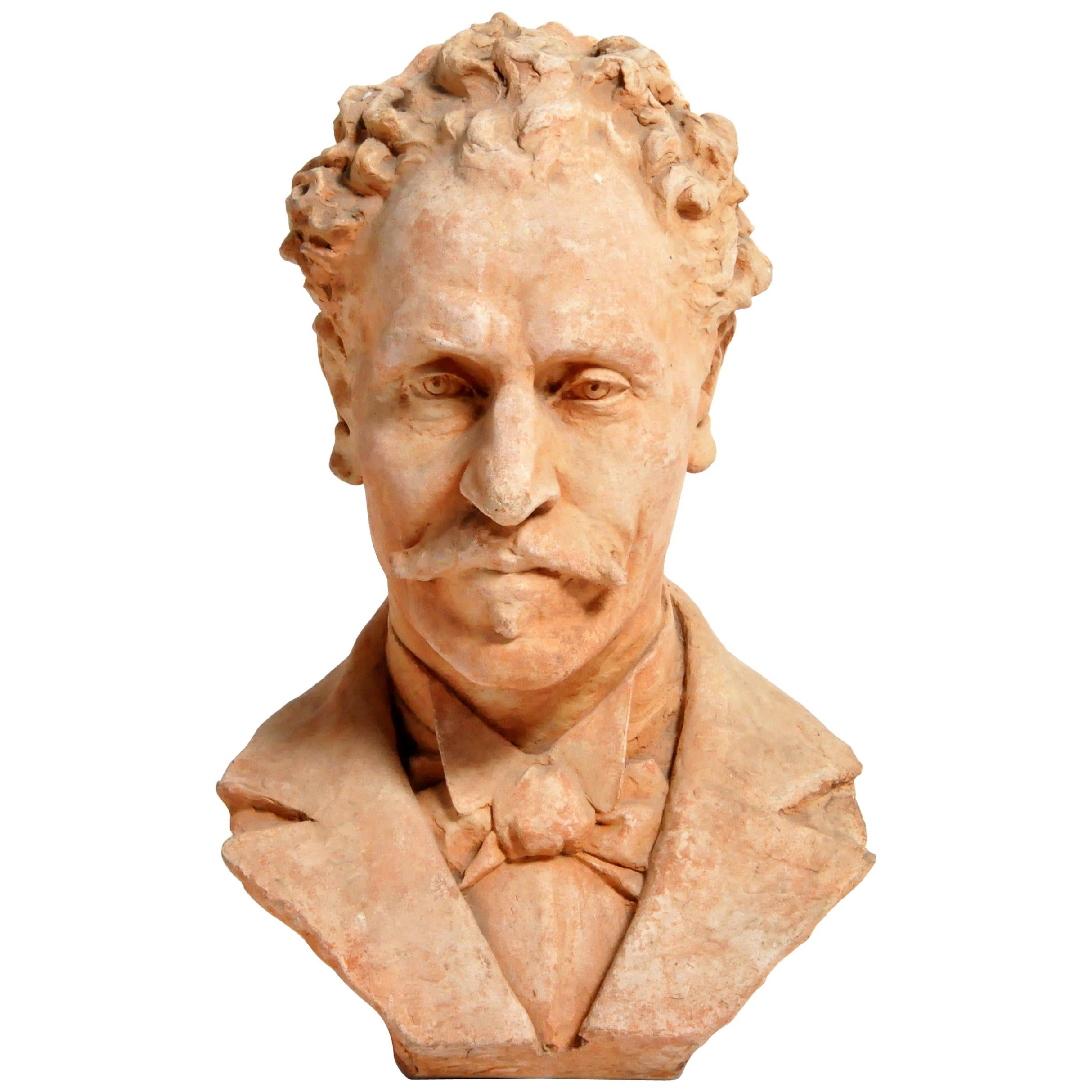 Early 20th Century French Terracotta Bust of a Gentleman