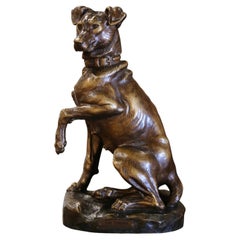 Early 20th Century French Terracotta Fox Terrier Sculpture Signed Cartier