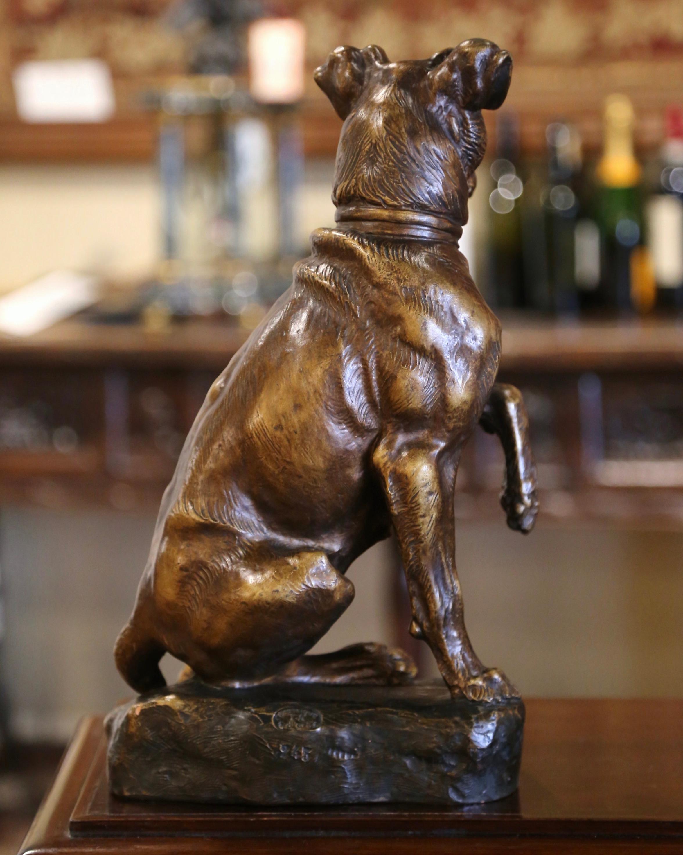Early 20th Century French Terracotta Fox Terrier Sculpture Signed T. Cartier For Sale 4