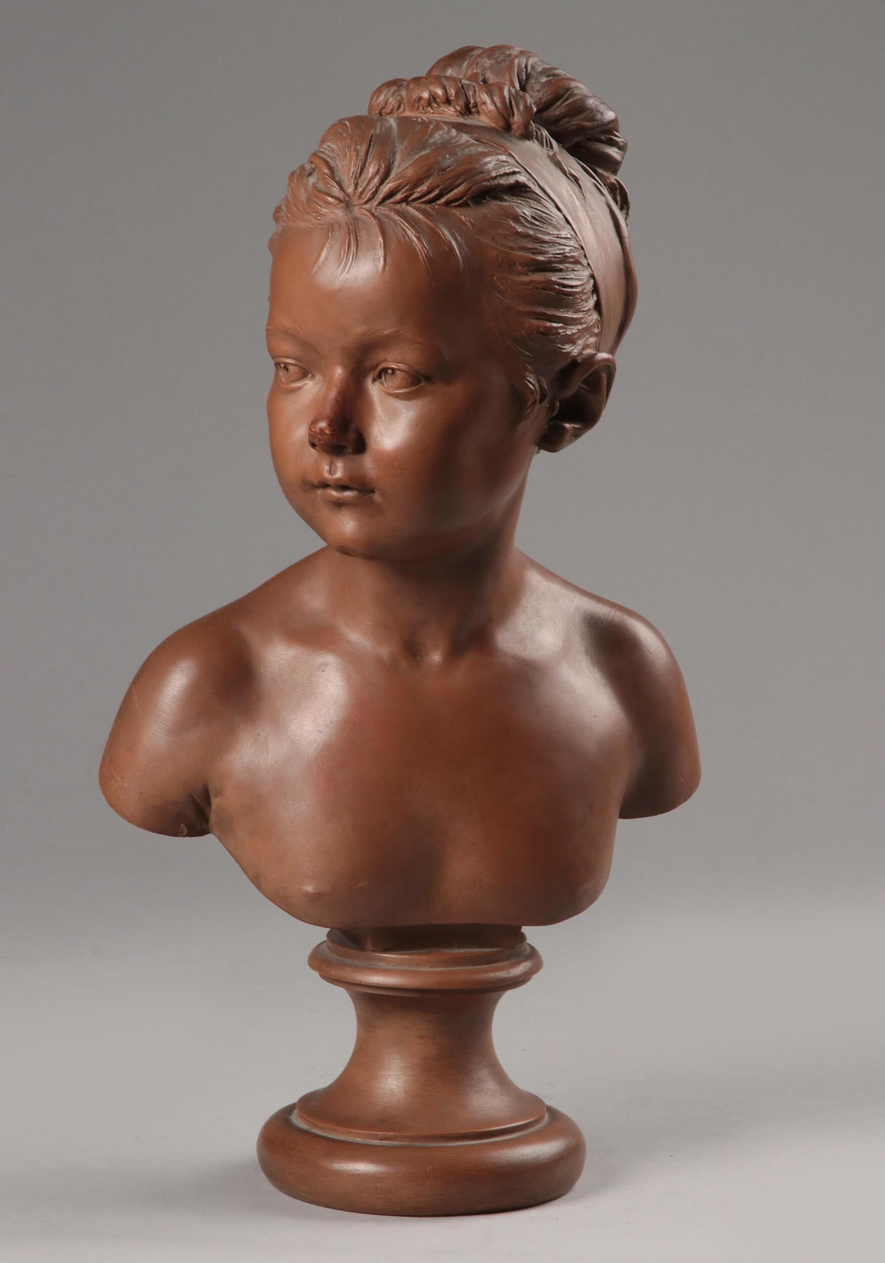 Hand-Crafted Early 20th Century French Terracotta Statue of Louise Brongniart after Houdon